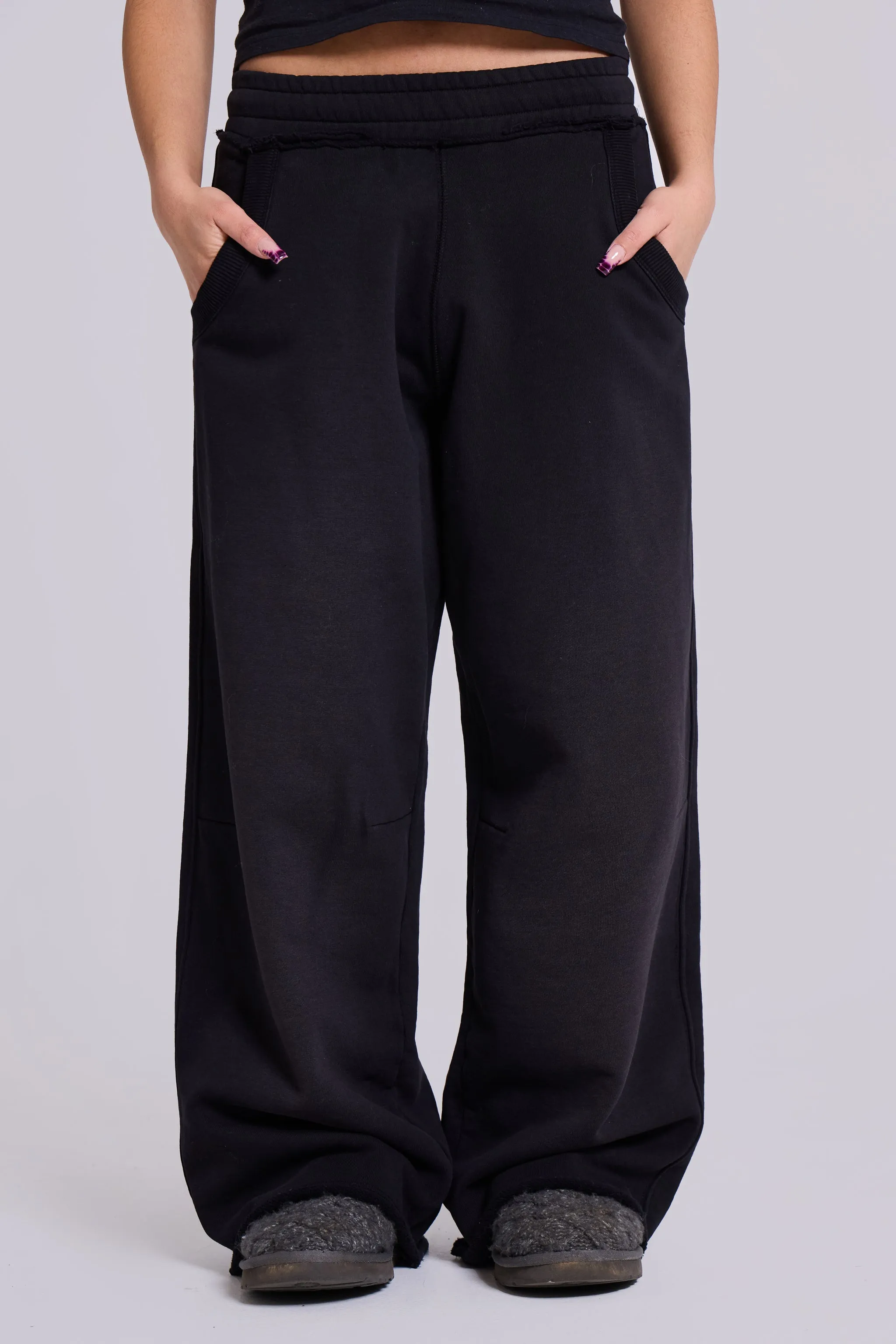 Petite Black Baggy Monster Joggers sold by Jaded London