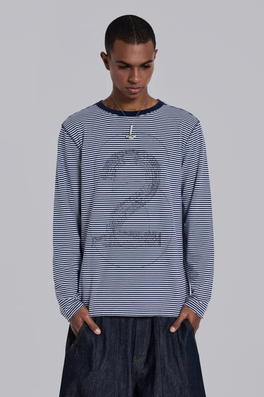 62 Stripe Navy Long-Sleeve Top made by Jaded London