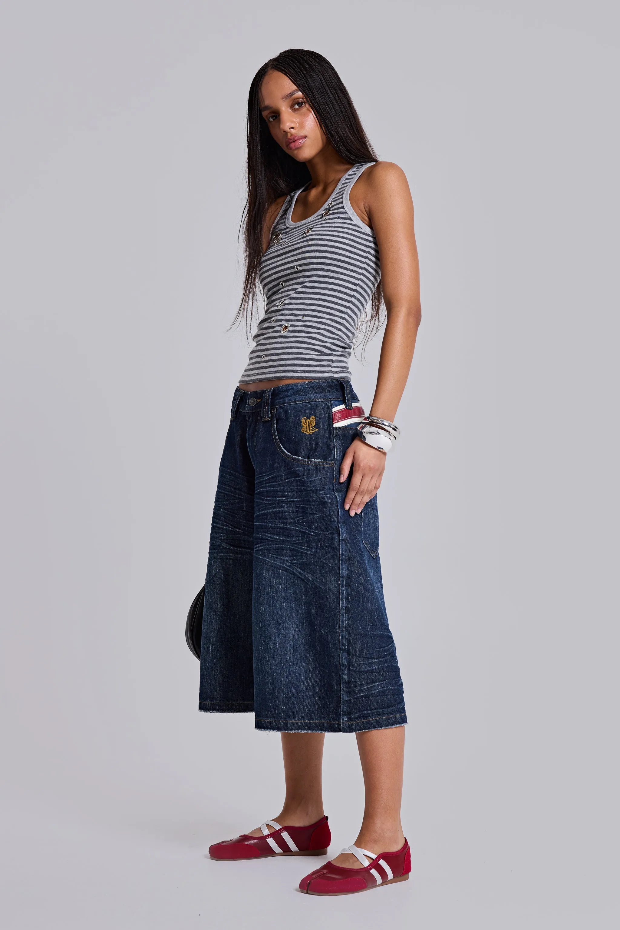 Union Jack Indigo Colossus Jorts sold by Jaded London product image thumbnail 4