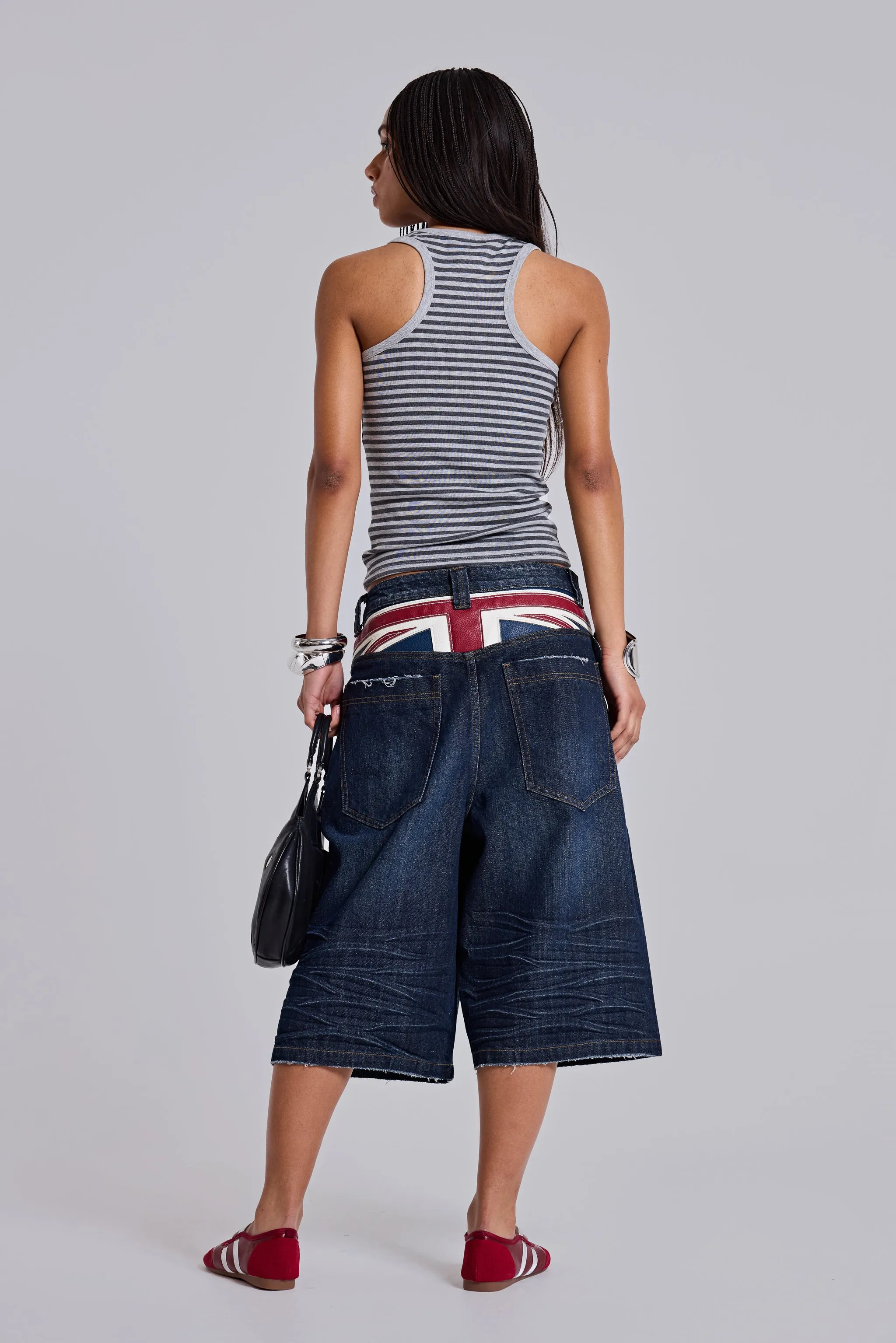 Union Jack Indigo Colossus Jorts sold by Jaded London product image thumbnail 5