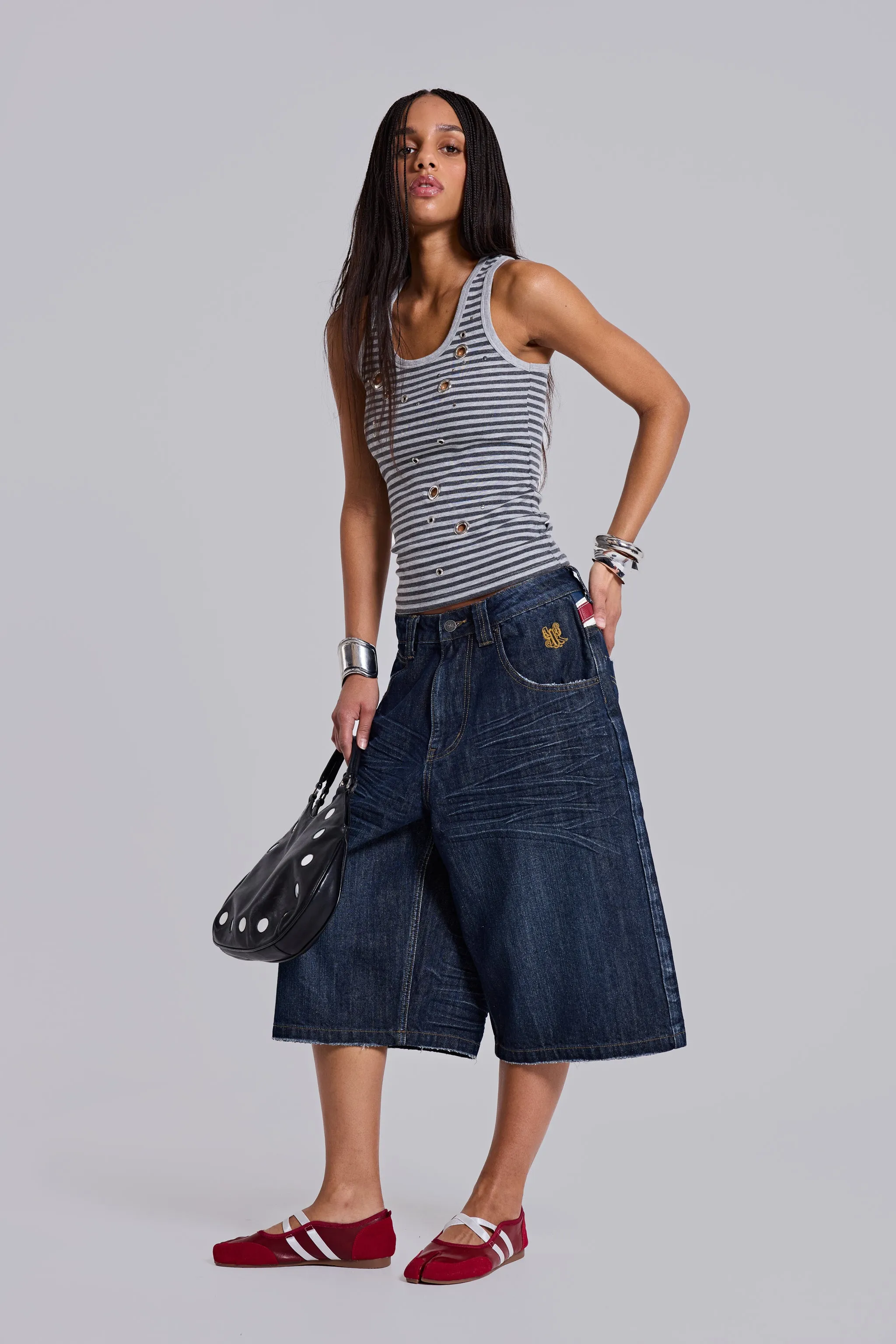 Union Jack Indigo Colossus Jorts sold by Jaded London