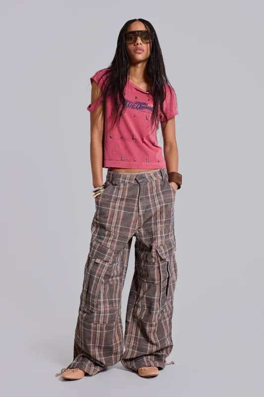 Brown Check Cadet Cargos made by Jaded London