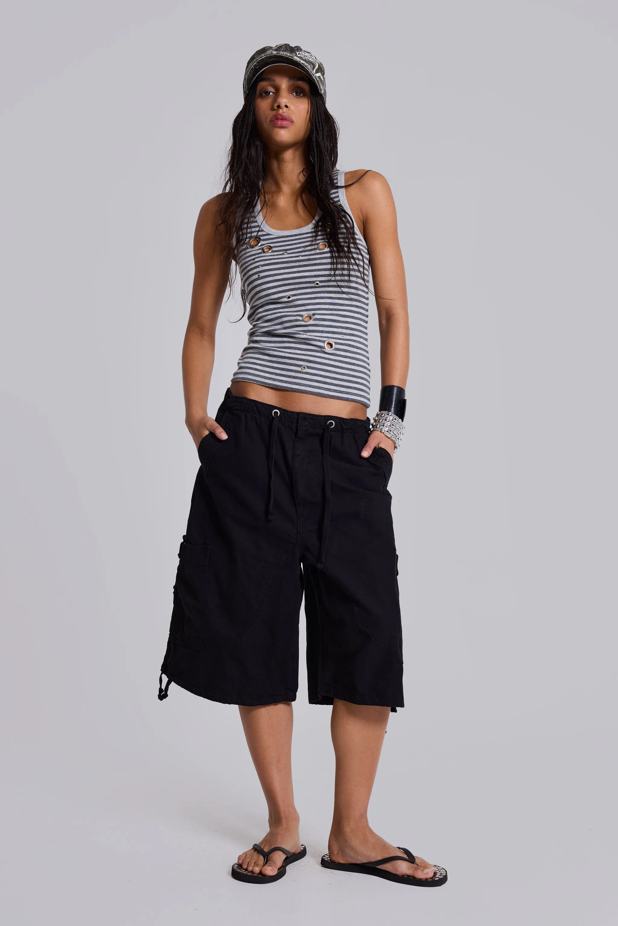 Eye Contact Vest Top With Eyelets in Stripe sold by Jaded London product image thumbnail 2