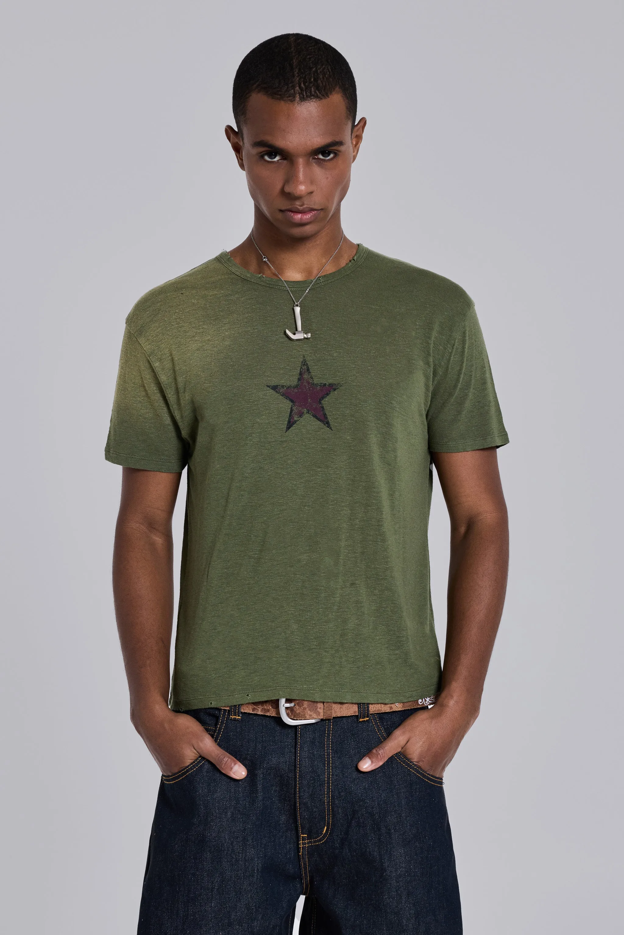 Green Star Sun Faded T-Shirt sold by Jaded London