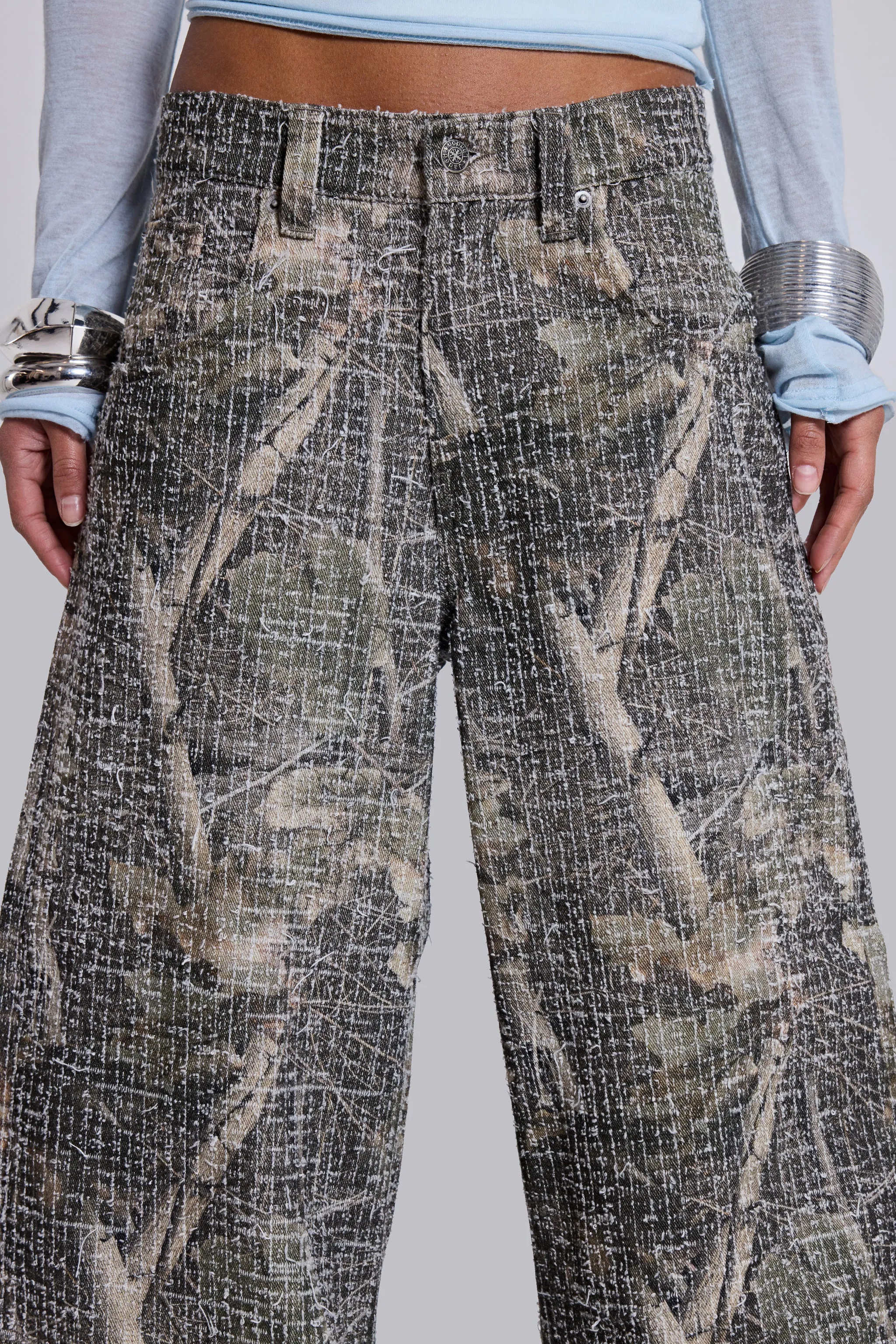 Needle Punch Woodland Camo Colossus Jeans sold by Jaded London product image thumbnail 2