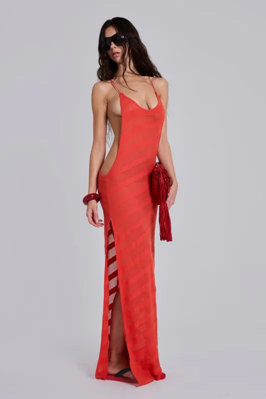 Noir Knit Maxi Dress in Orange made by Jaded London