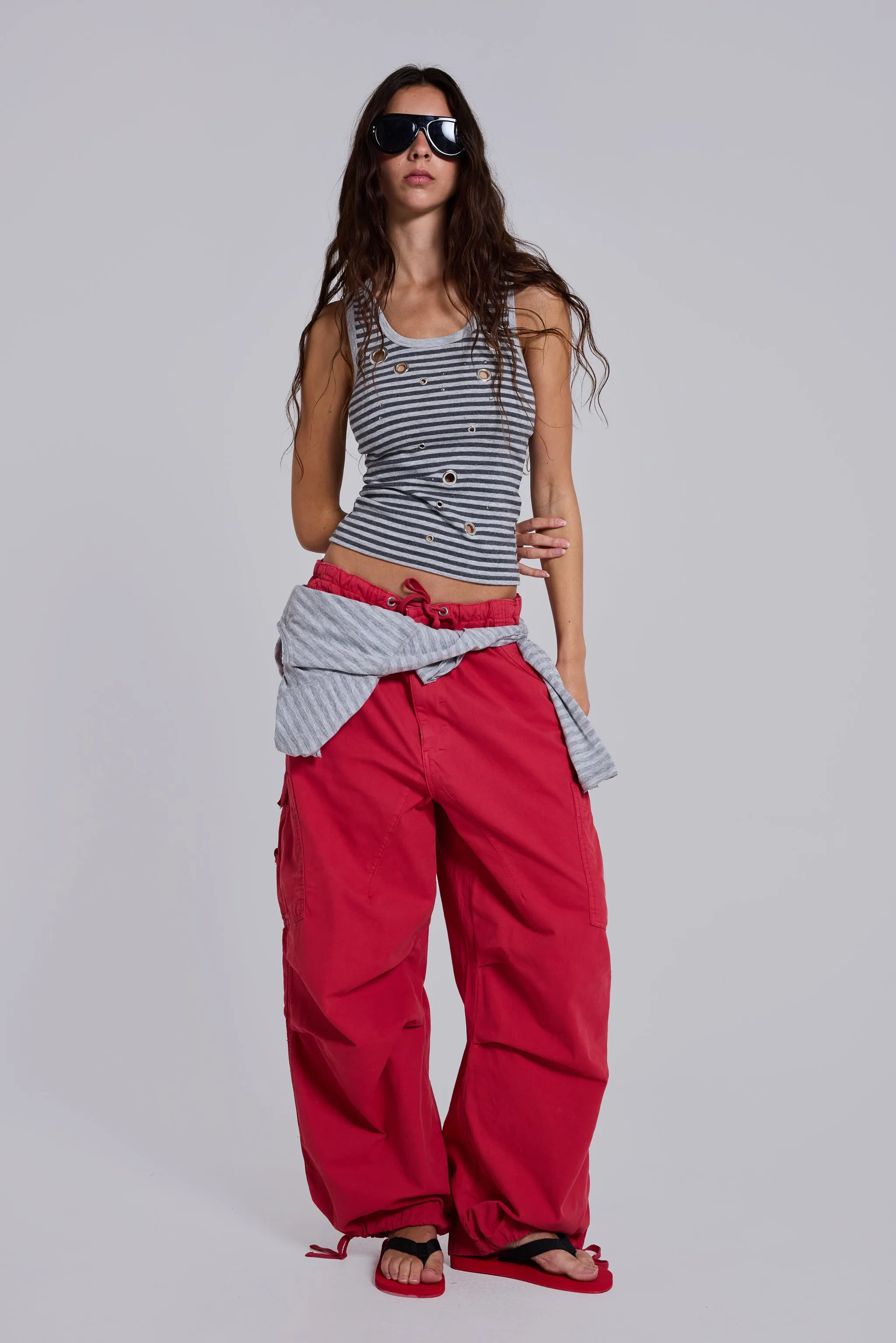 Red Parachute Cargo Pants sold by Jaded London product image thumbnail 3