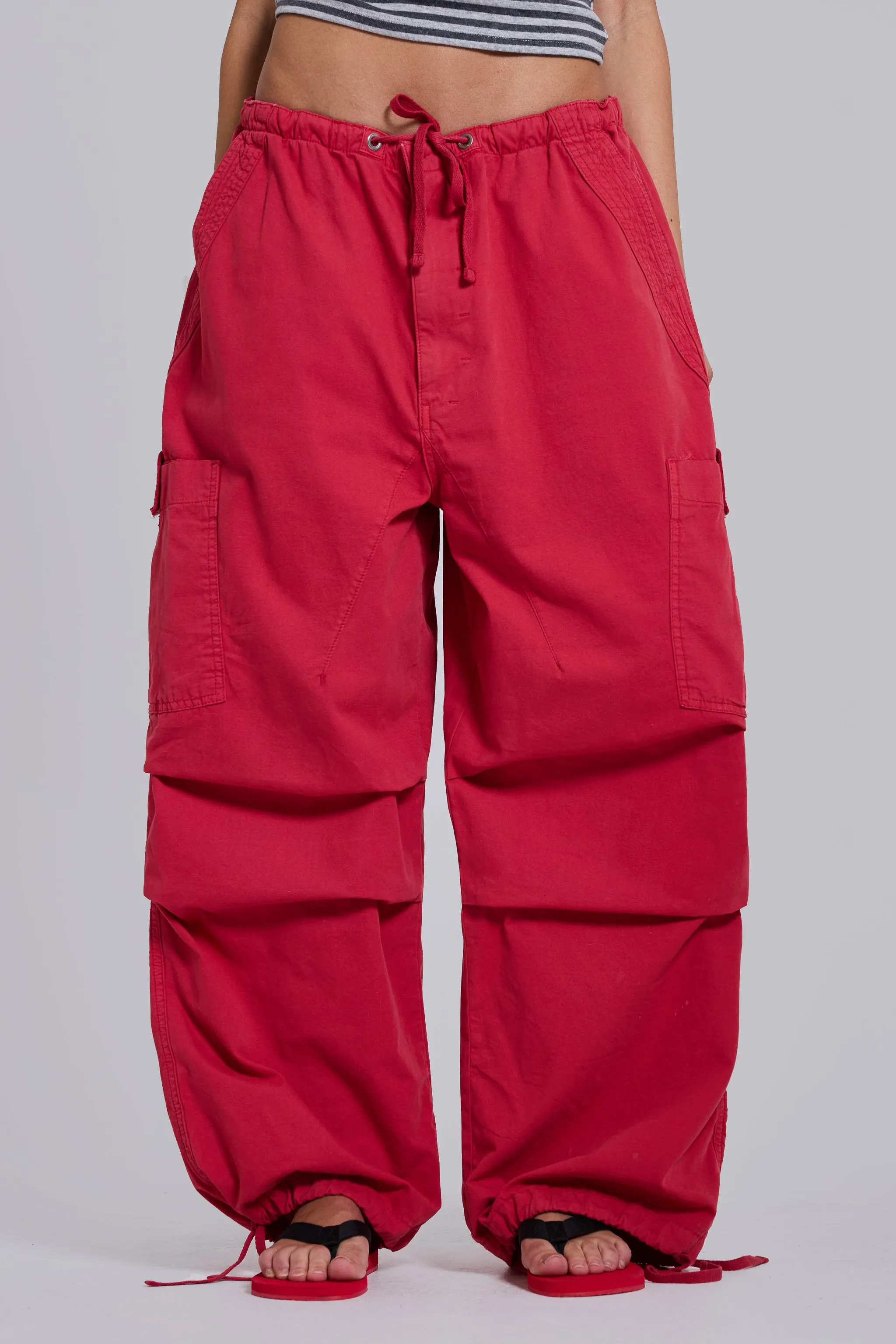 Red Parachute Cargo Pants sold by Jaded London product image thumbnail 2