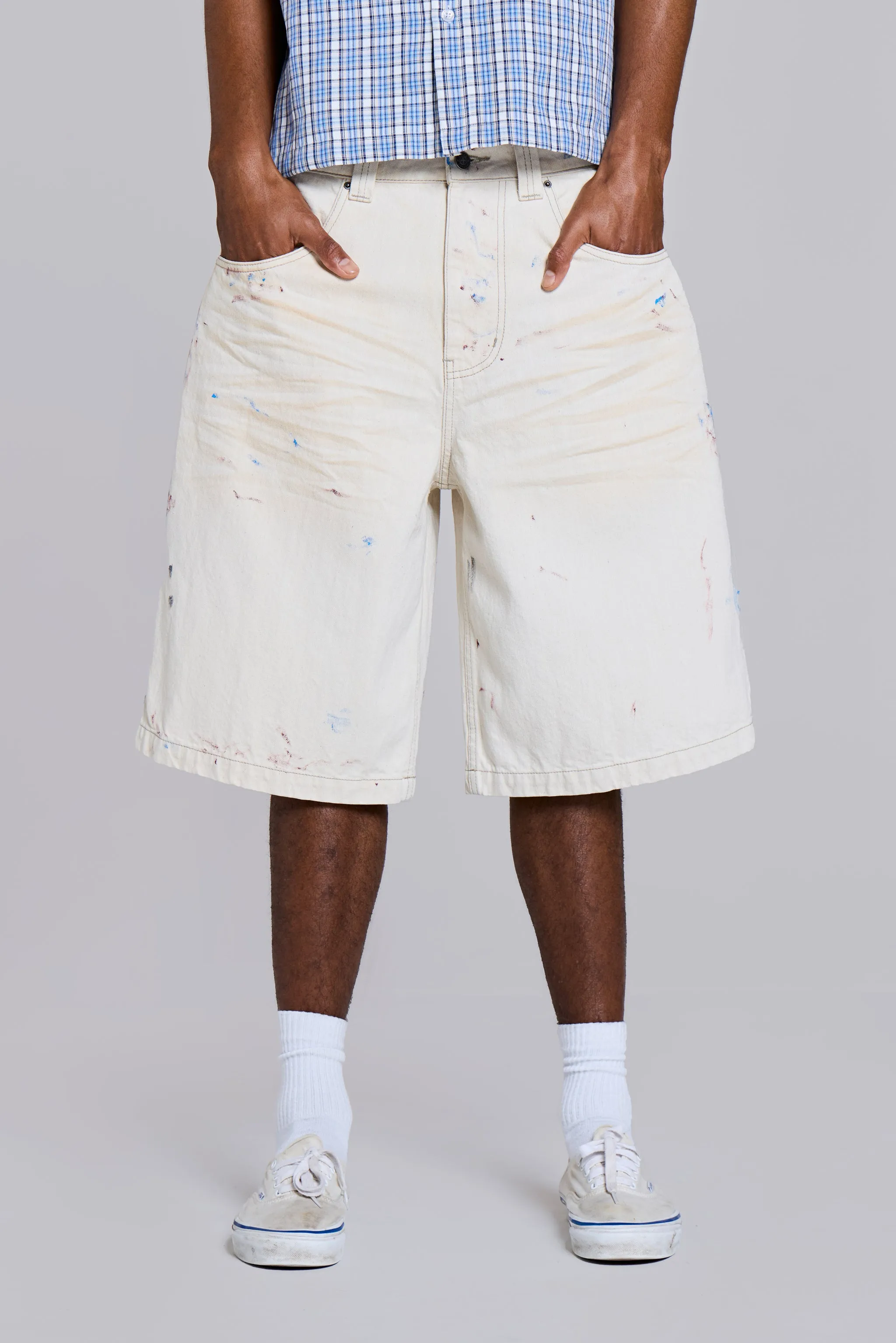 Ecru Paint Colossus Jorts sold by Jaded London product image thumbnail 3
