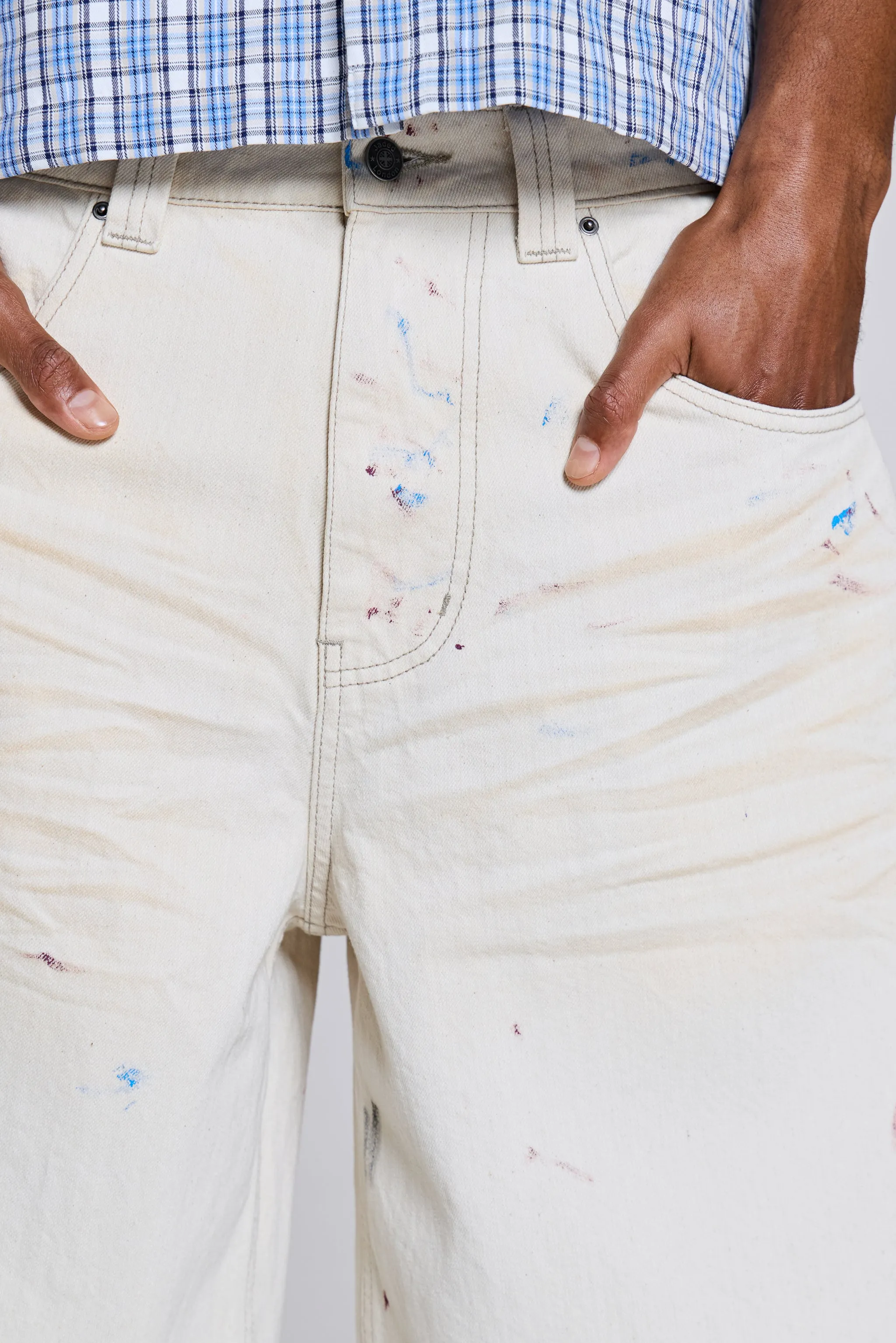 Ecru Paint Colossus Jorts sold by Jaded London product image thumbnail 4