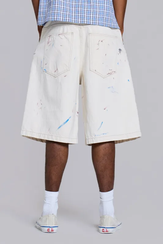 Ecru Paint Colossus Jorts made by Jaded London