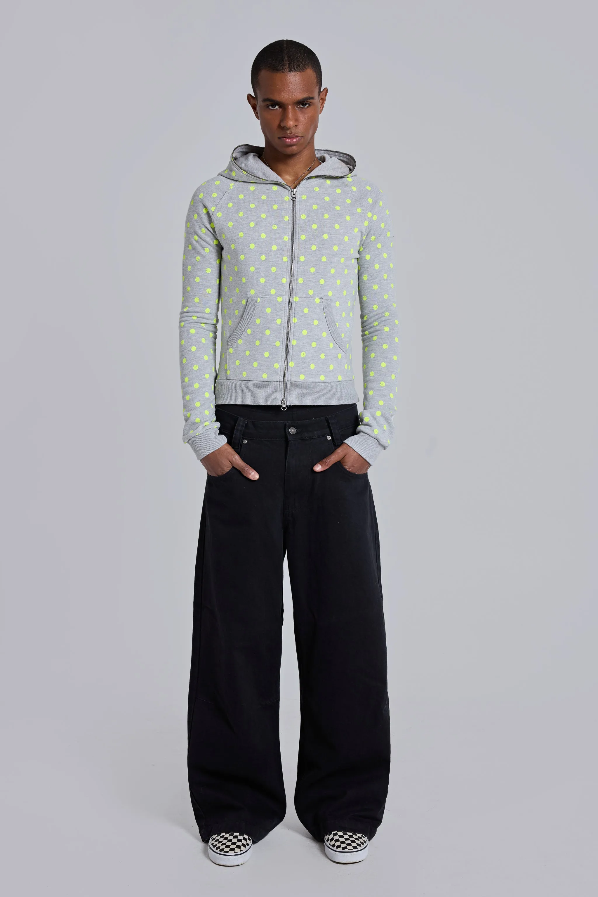 NEON AND GREY POLKADOT ZIP THROUGH MINI MONSTER HOODIE sold by Jaded London product image thumbnail 2