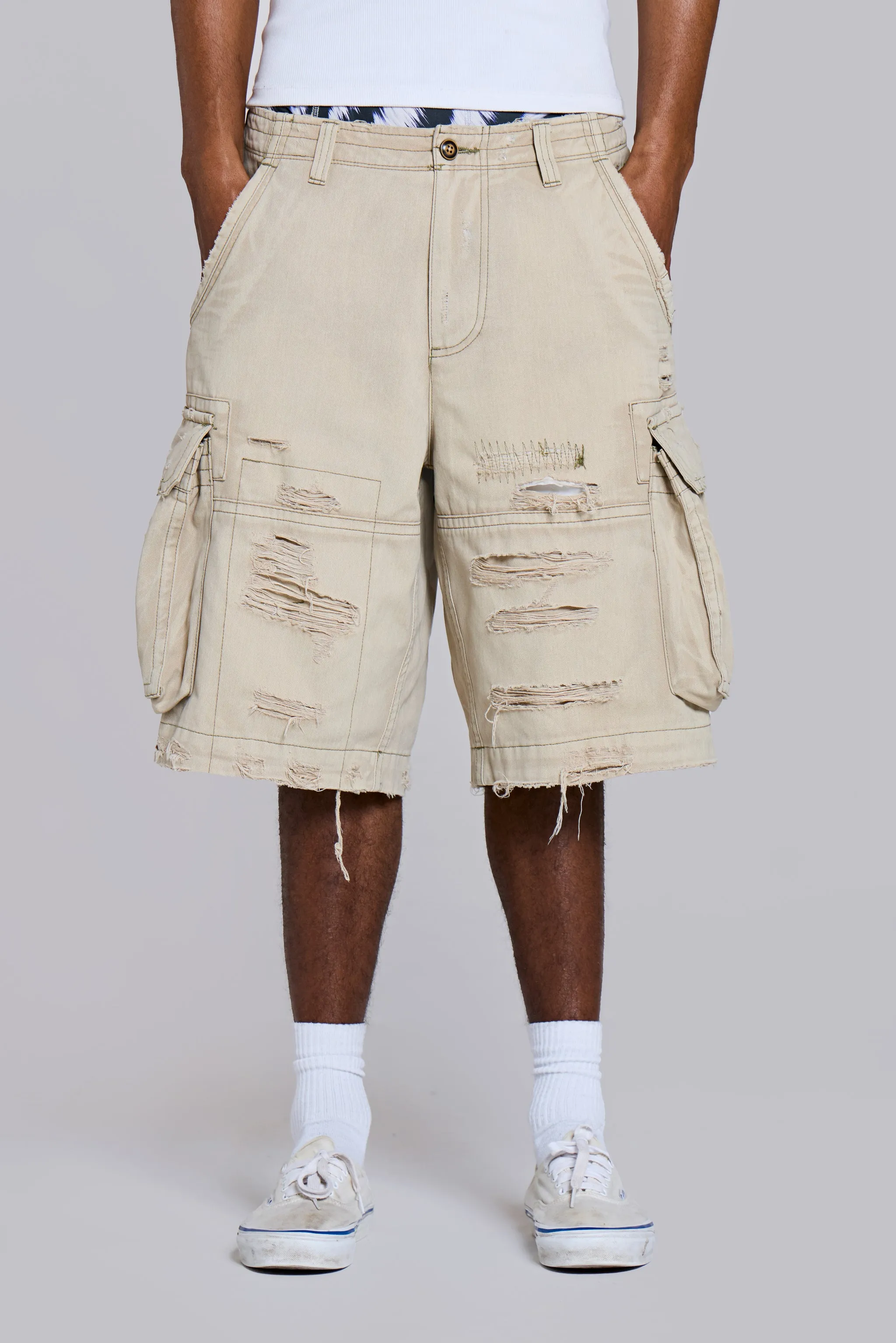 Sand Cargo Shorts sold by Jaded London