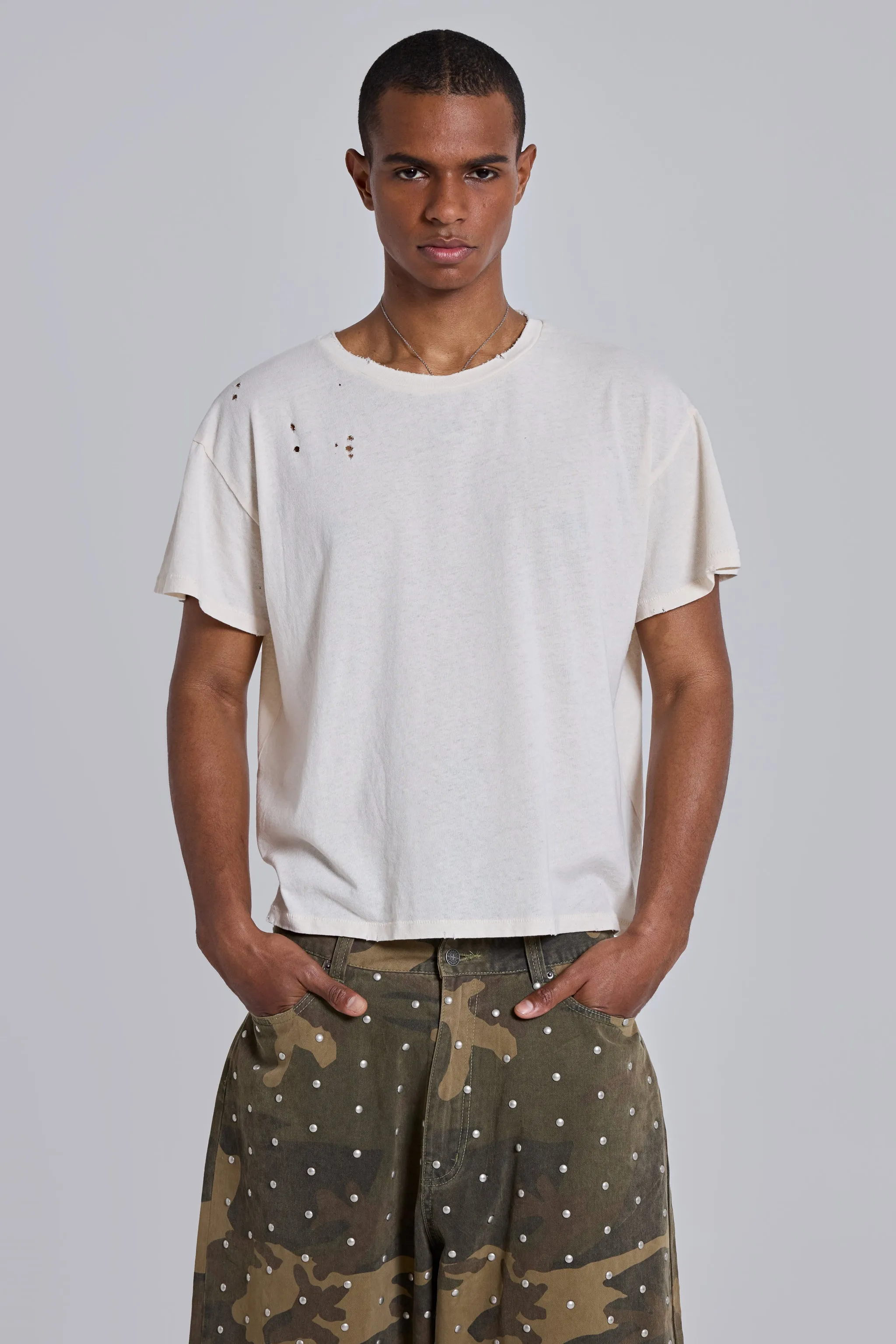 White Moth Cropped T-Shirt sold by Jaded London