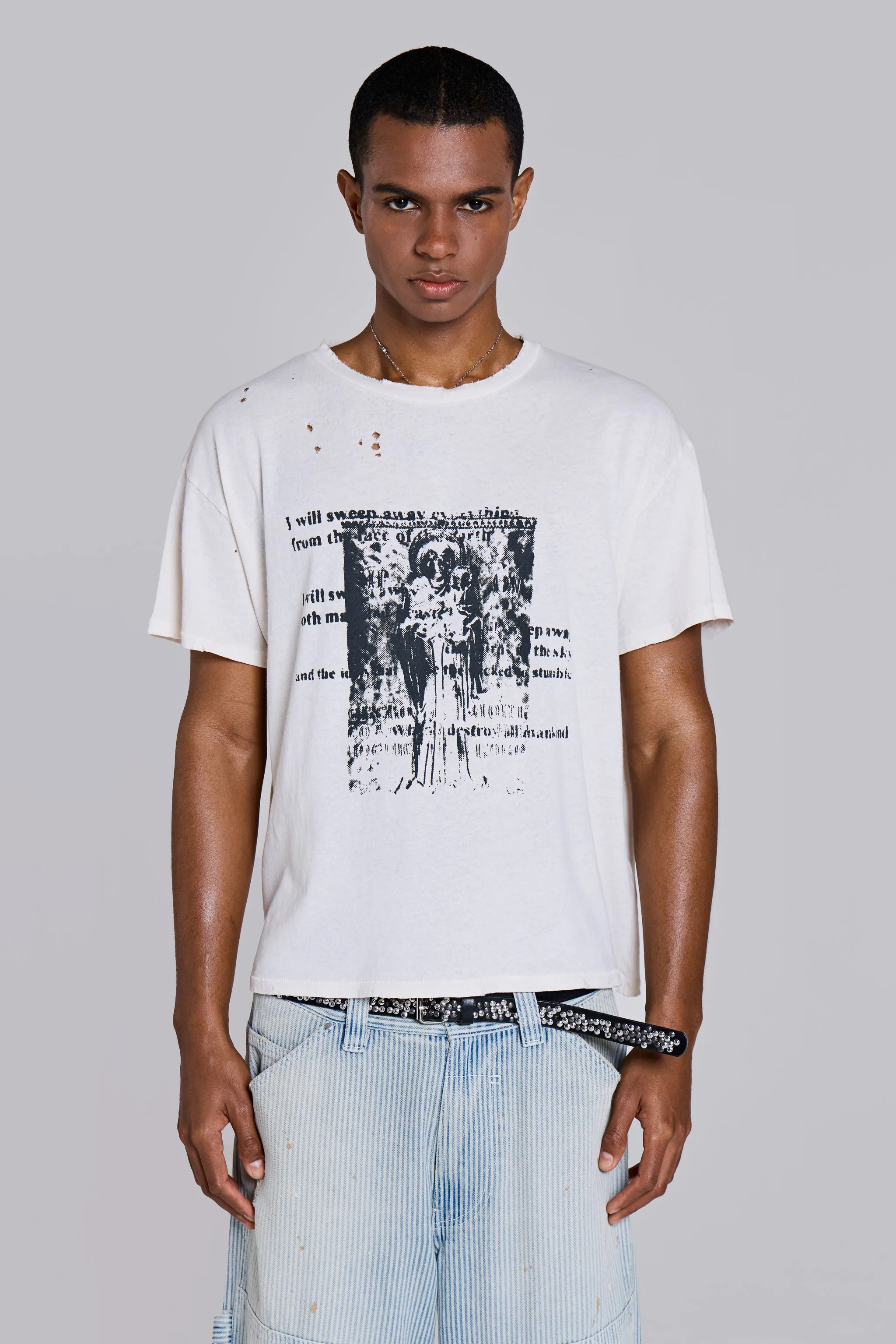 White Etching Cropped T-Shirt sold by Jaded London