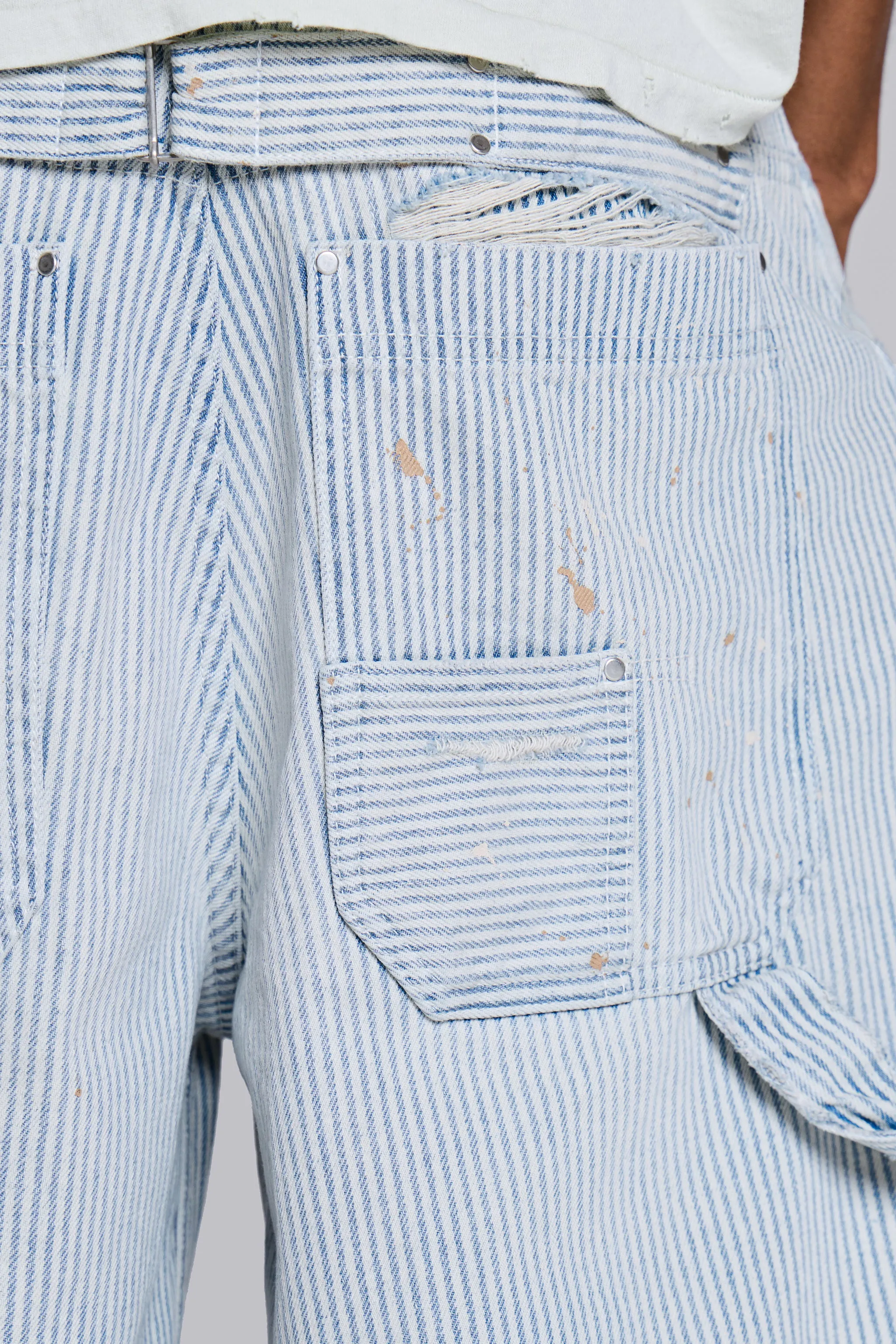Pinstripe Double Knee Carpenter Jorts sold by Jaded London product image thumbnail 5