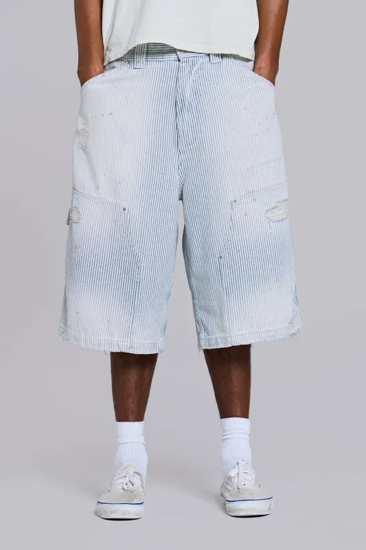 Pinstripe Double Knee Carpenter Jorts made by Jaded London