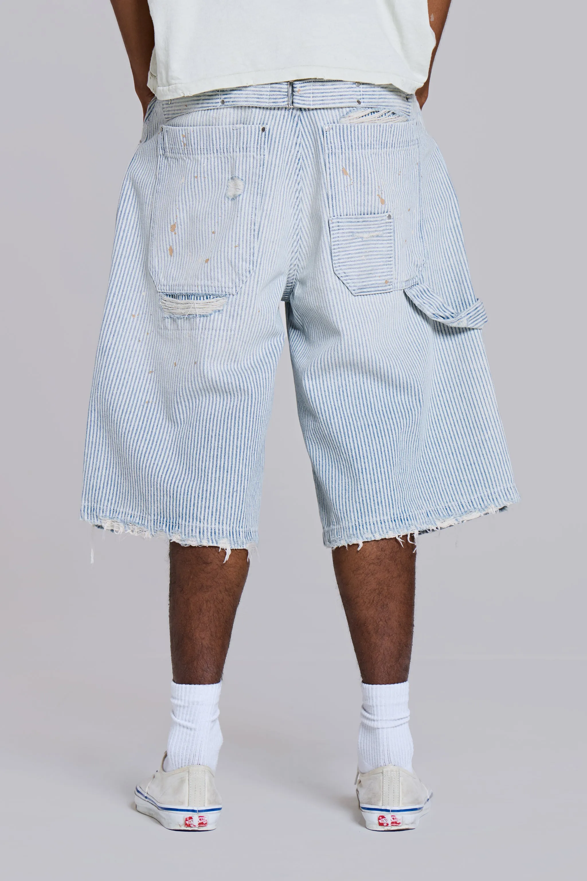 Pinstripe Double Knee Carpenter Jorts sold by Jaded London product image thumbnail 3
