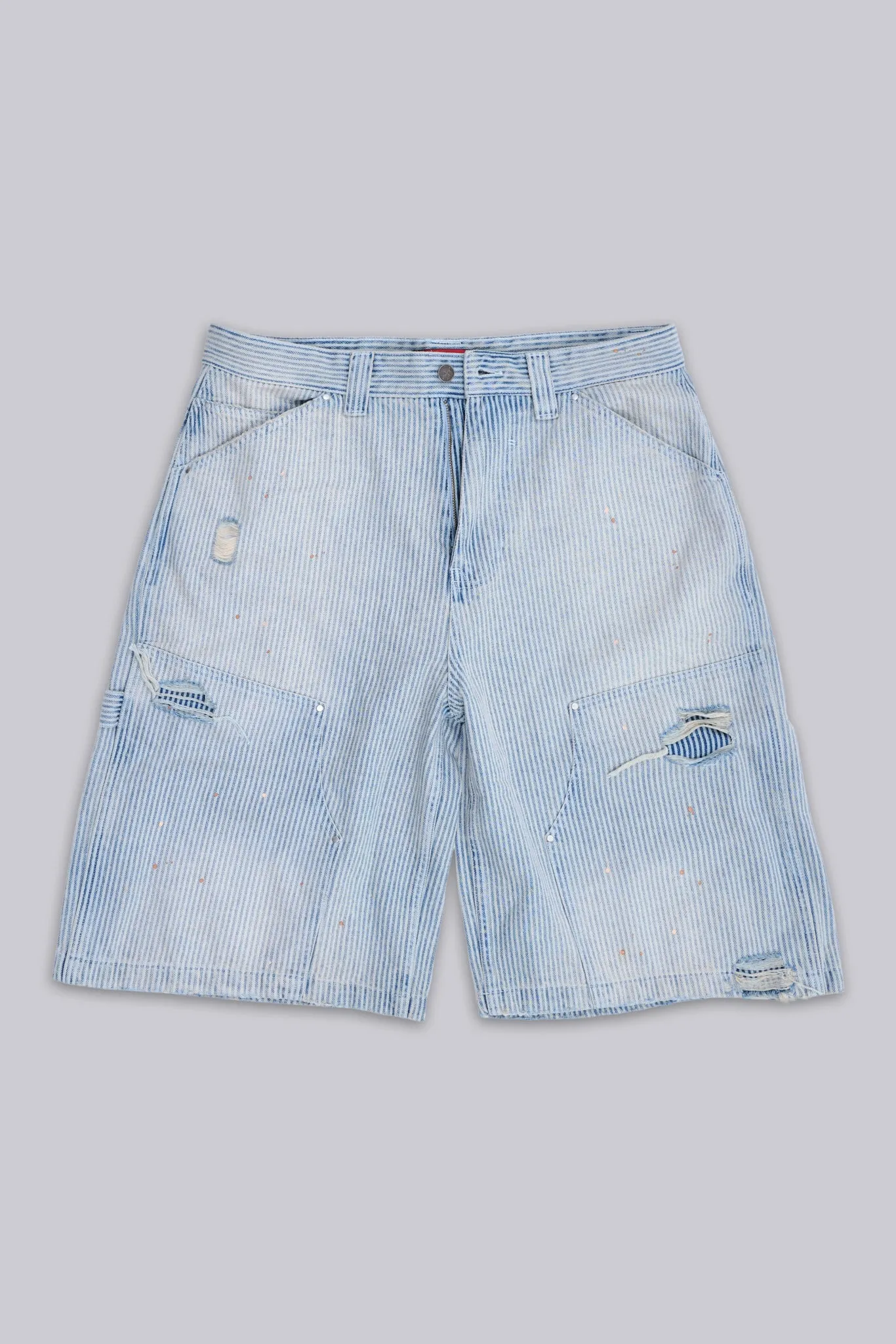 Pinstripe Double Knee Carpenter Jorts sold by Jaded London product image thumbnail 2