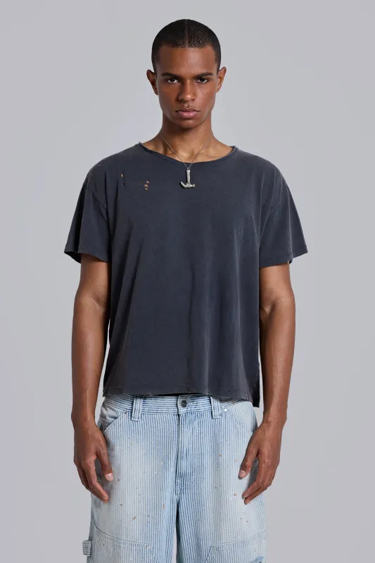 Washed Black Cropped Moth T-Shirt made by Jaded London