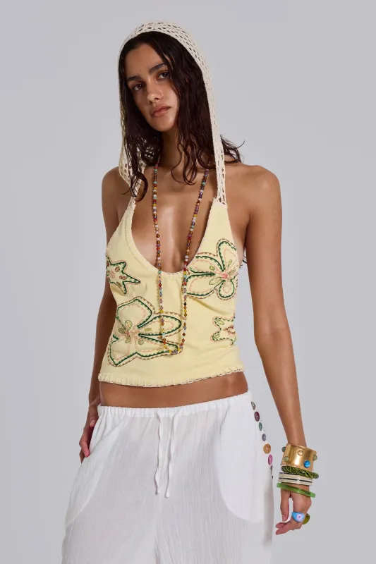 Zelya Beaded Crochet Halter Top made by Jaded London