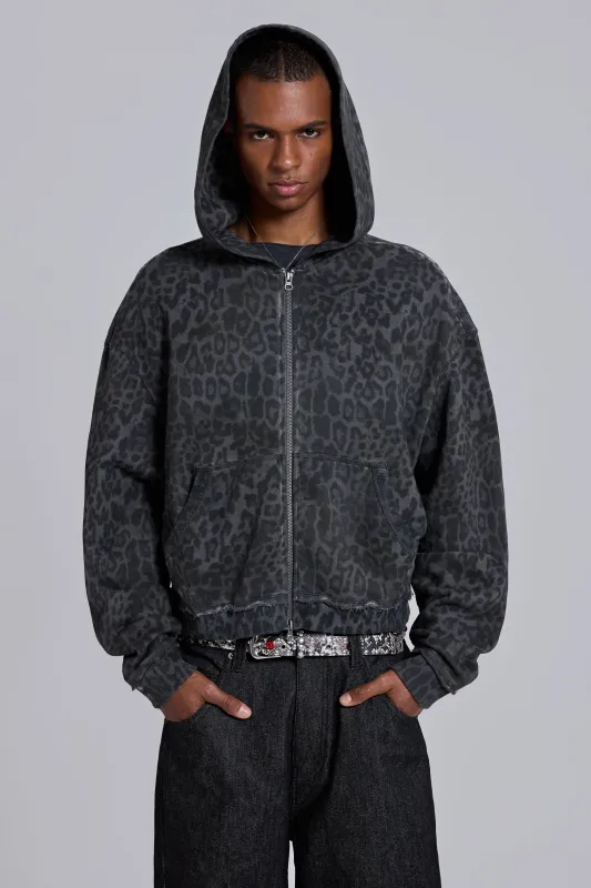Charcoal Leopard Monster Hoodie made by Jaded London