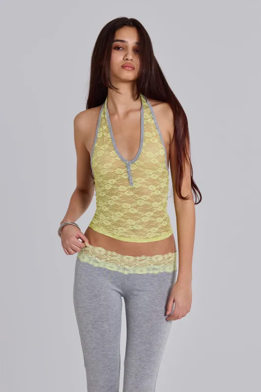 Cassia Lace Henley Halter Top made by Jaded London