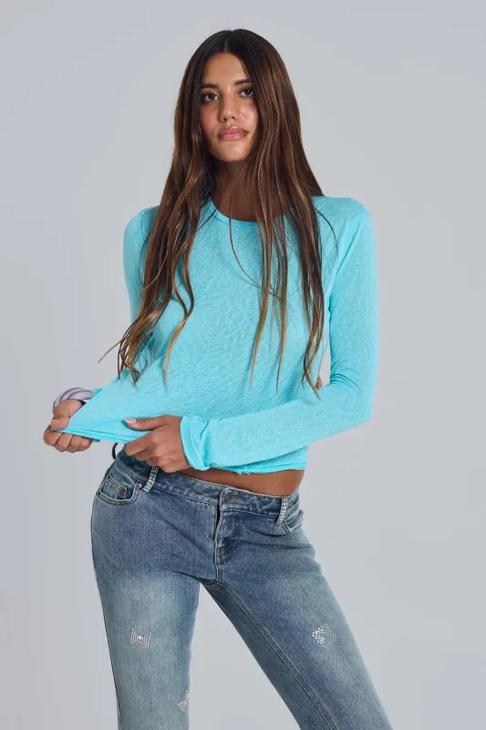 Turquoise Mist Long Sleeve Top made by Jaded London