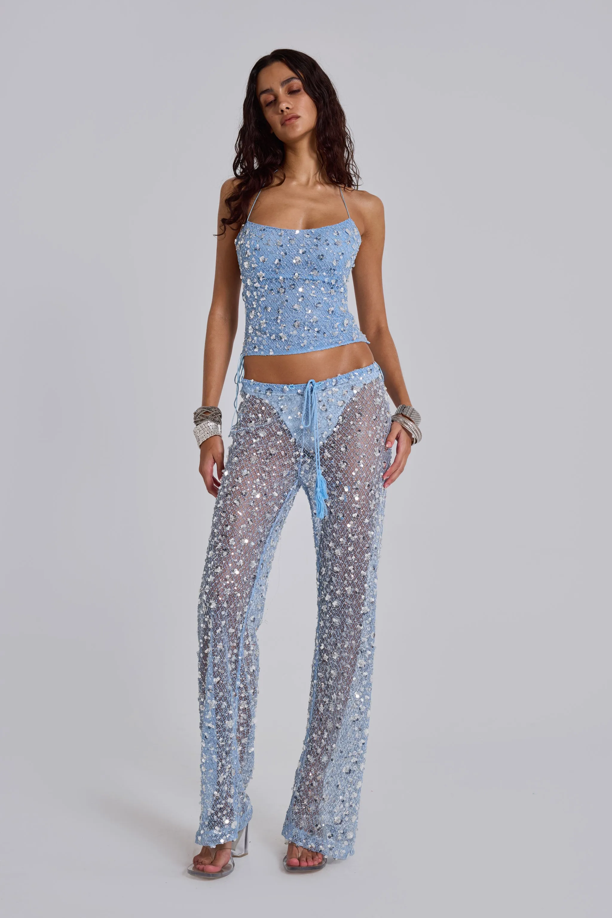 Deva Sequin Knit Corset Top in Sky sold by Jaded London product image thumbnail 3