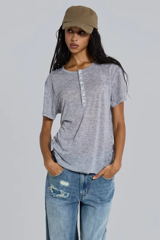 Grey Marl Haze Henley T-Shirt made by Jaded London