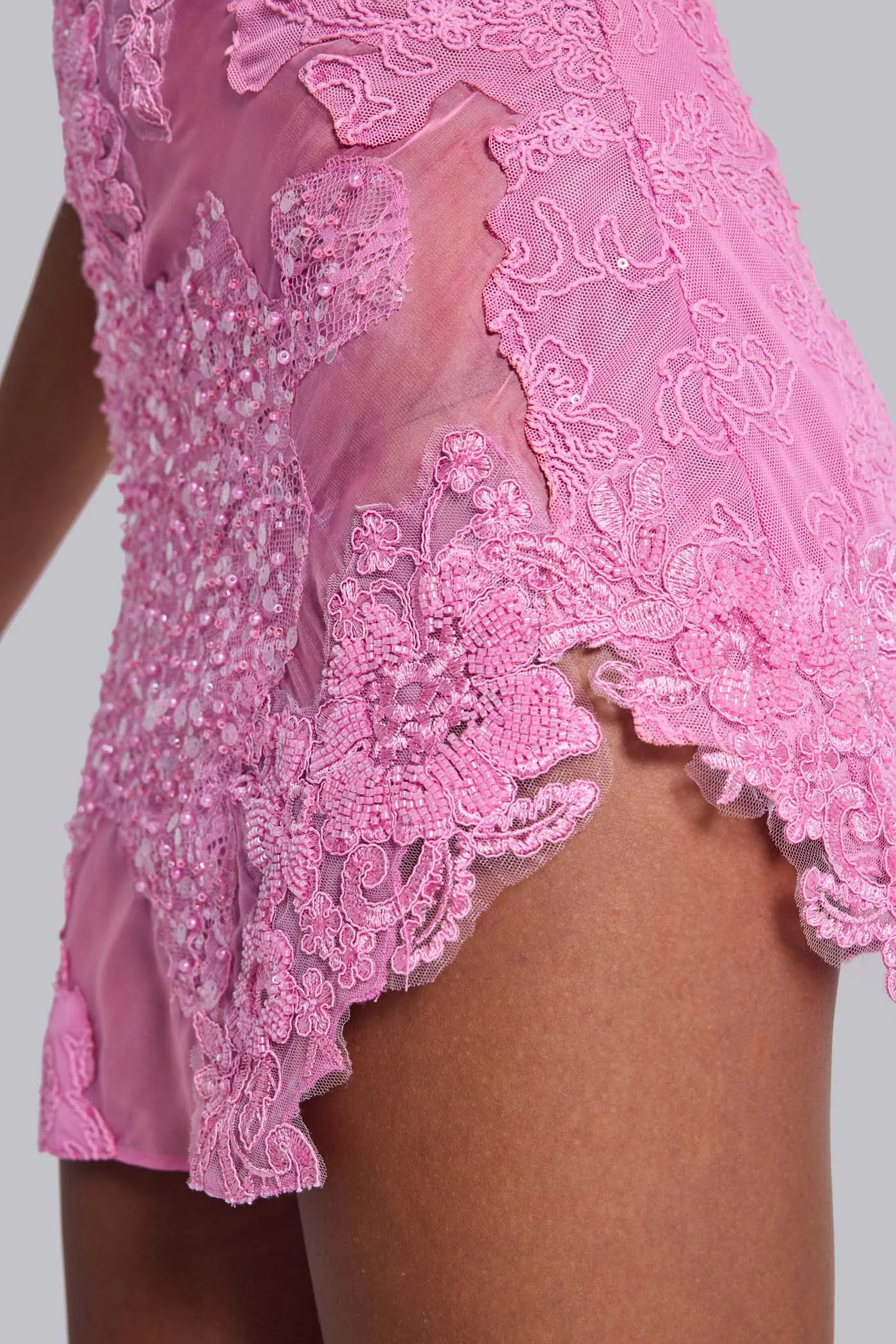 Shadea Applique Lace Mini Dress in Pink sold by Jaded London product image thumbnail 3