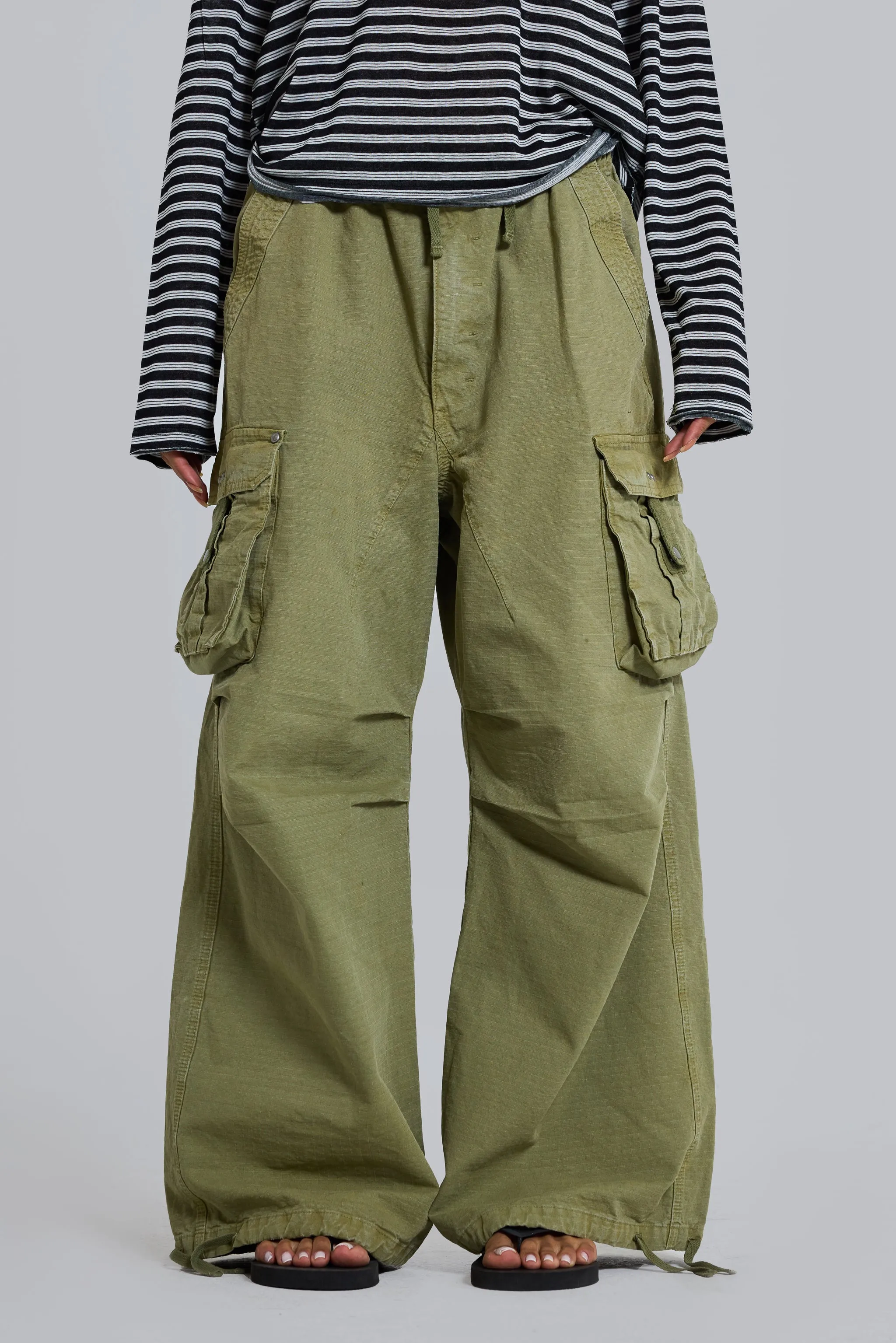 Olive XL Parachute Cargo Pants sold by Jaded London product image thumbnail 2