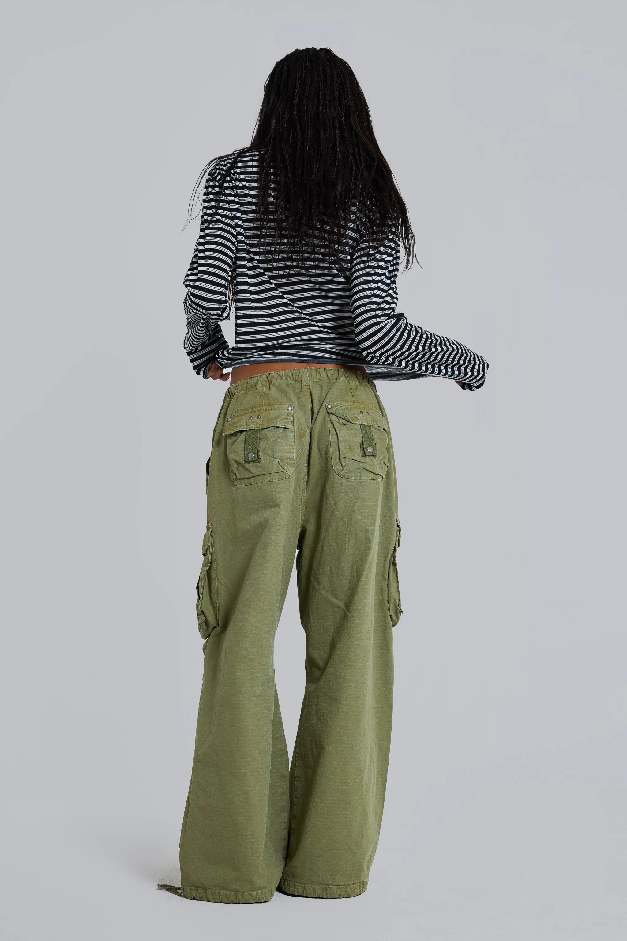Olive XL Parachute Cargo Pants sold by Jaded London product image thumbnail 3