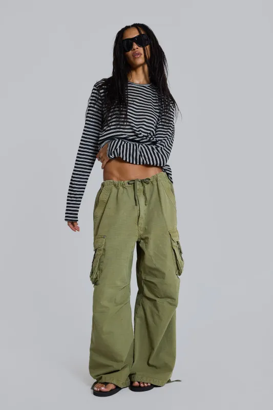 Olive XL Parachute Cargo Pants made by Jaded London