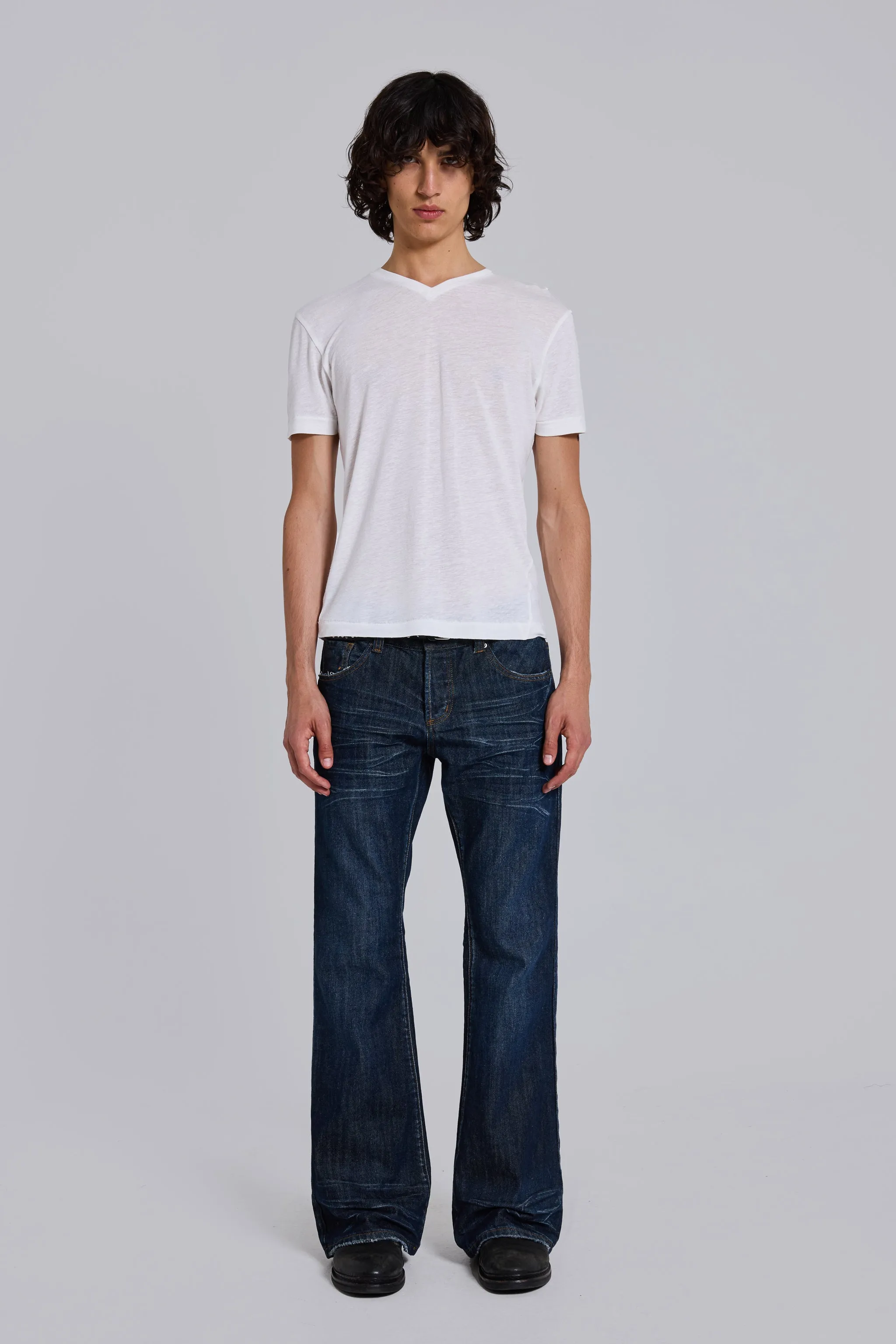 Linen V-Neck T-Shirt sold by Jaded London product image thumbnail 4