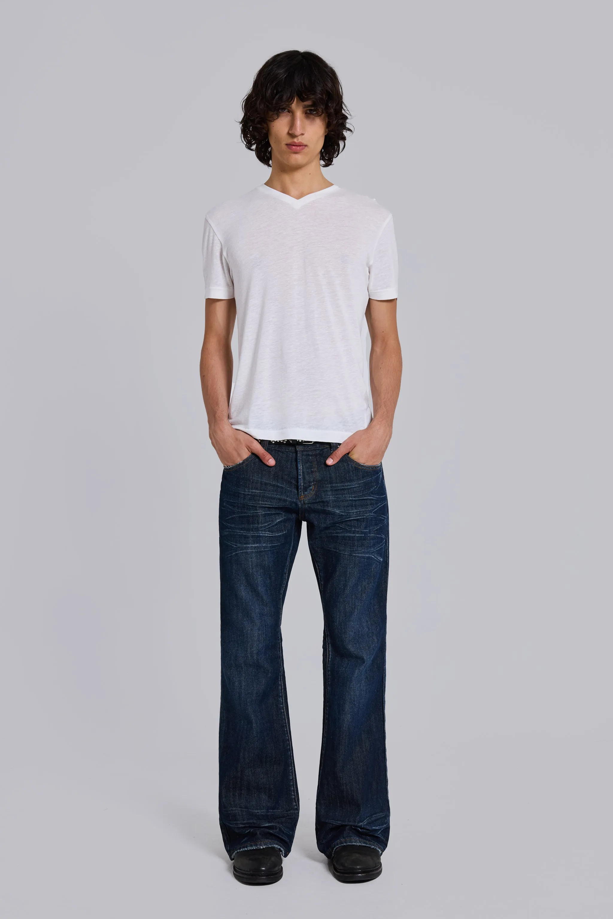 Linen V-Neck T-Shirt sold by Jaded London product image thumbnail 3