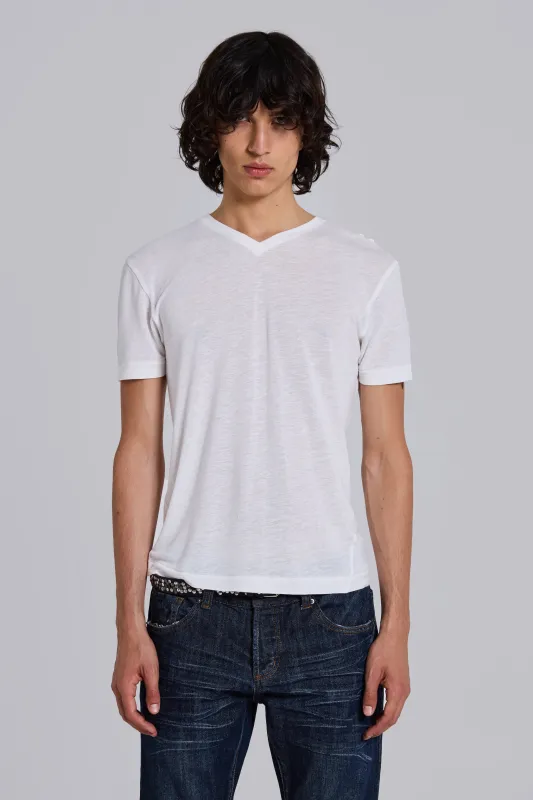 Linen V-Neck T-Shirt made by Jaded London