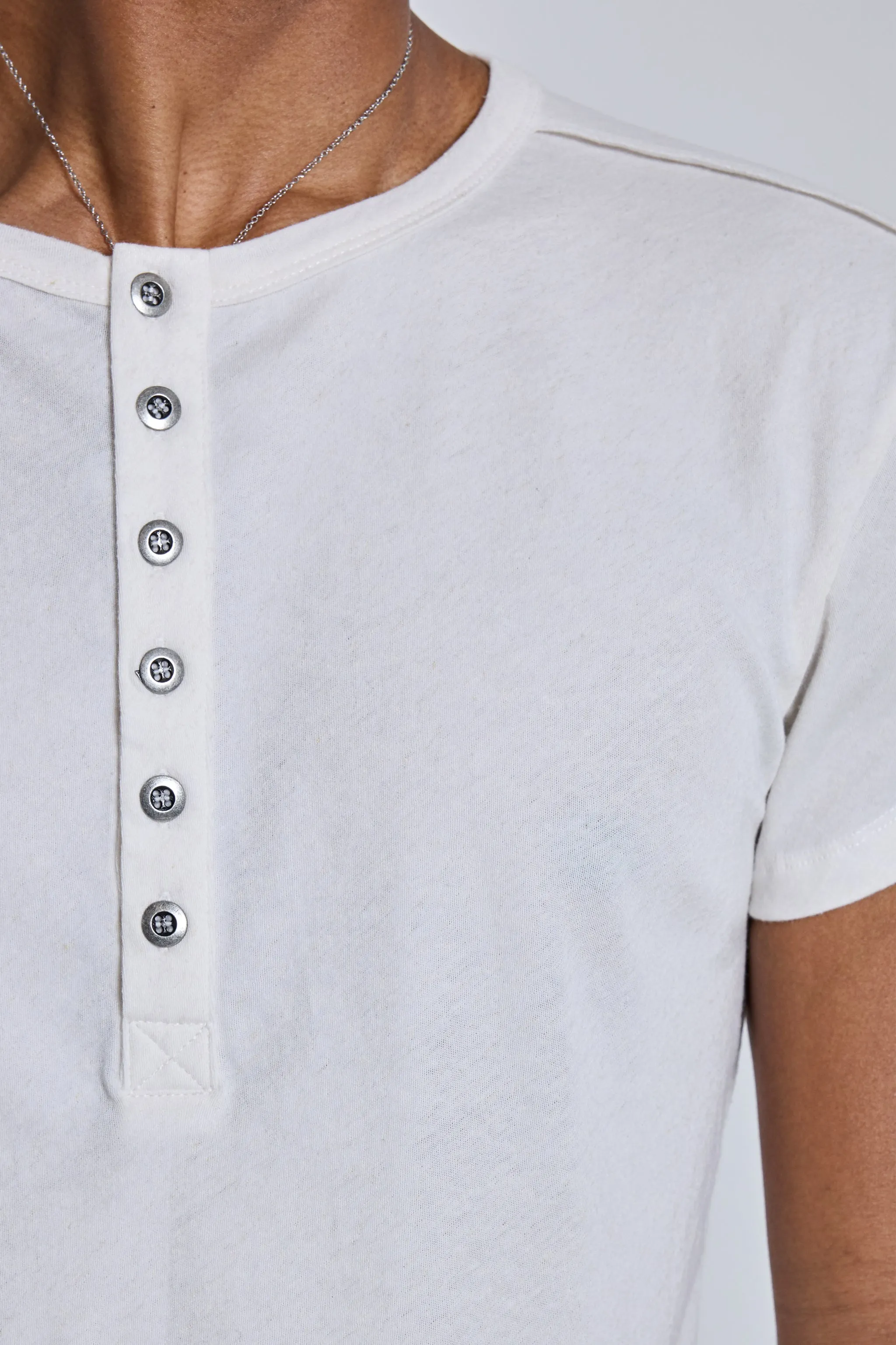 Off White Haze Henley T-Shirt sold by Jaded London product image thumbnail 5