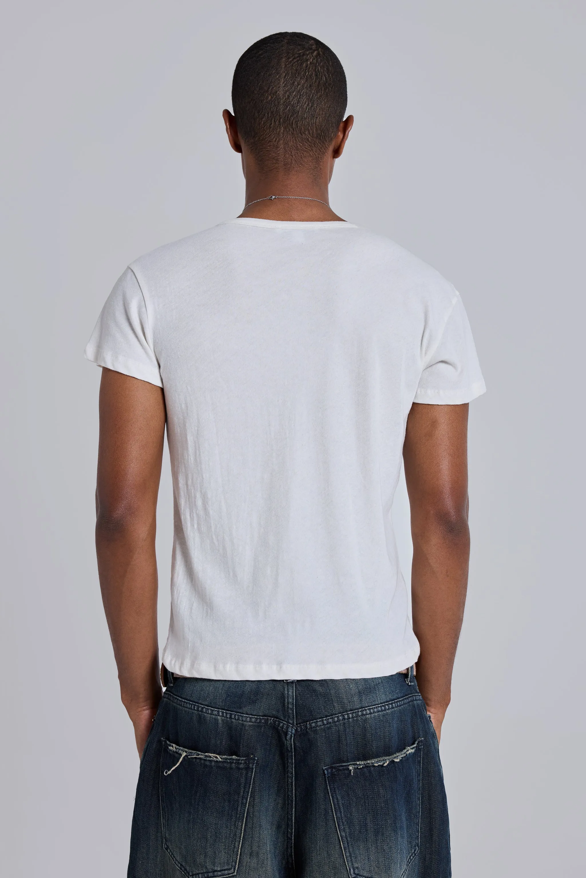 Off White Haze Henley T-Shirt sold by Jaded London product image thumbnail 4