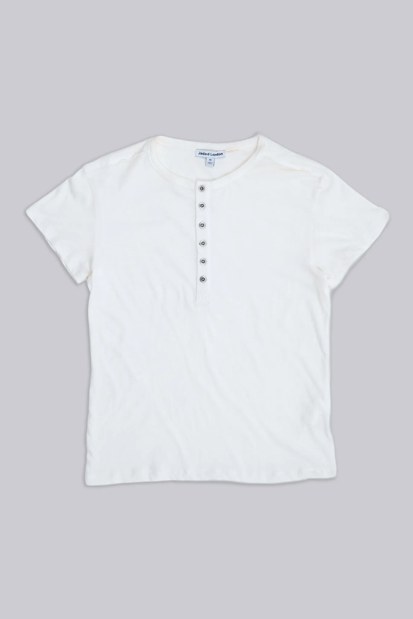 Off White Haze Henley T-Shirt sold by Jaded London product image thumbnail 2