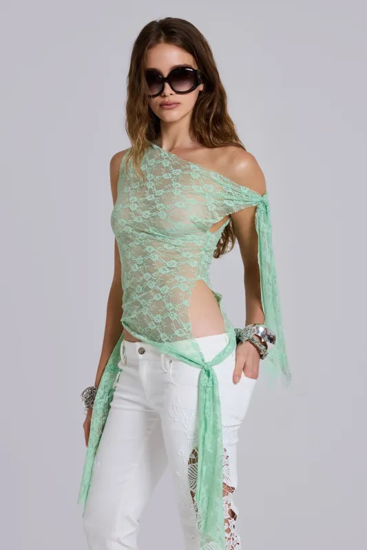 Faye Multiway Lace Top in Mint made by Jaded London
