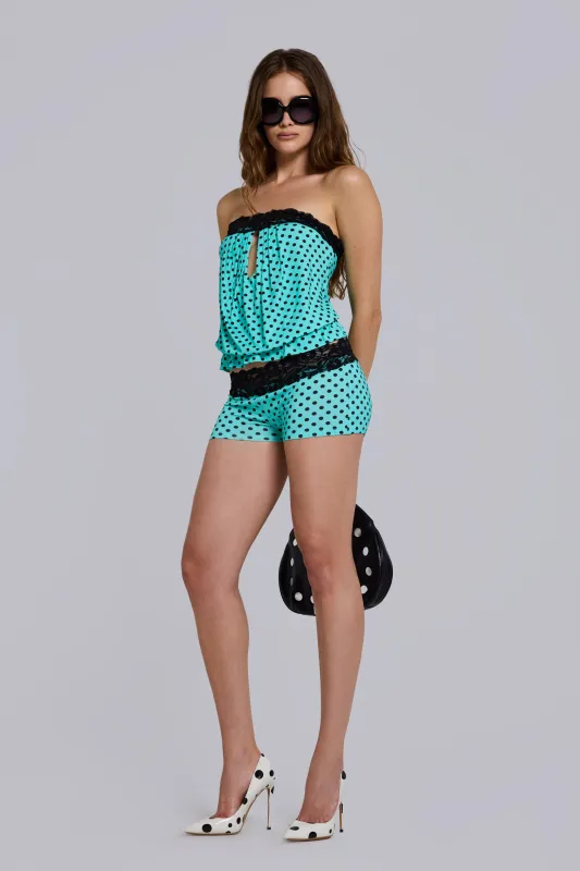 Nella Polkadot Lace Mini Shorts made by Jaded London
