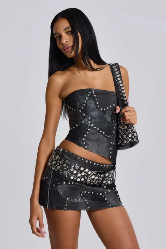 Shadow Studded Mini Skirt made by Jaded London