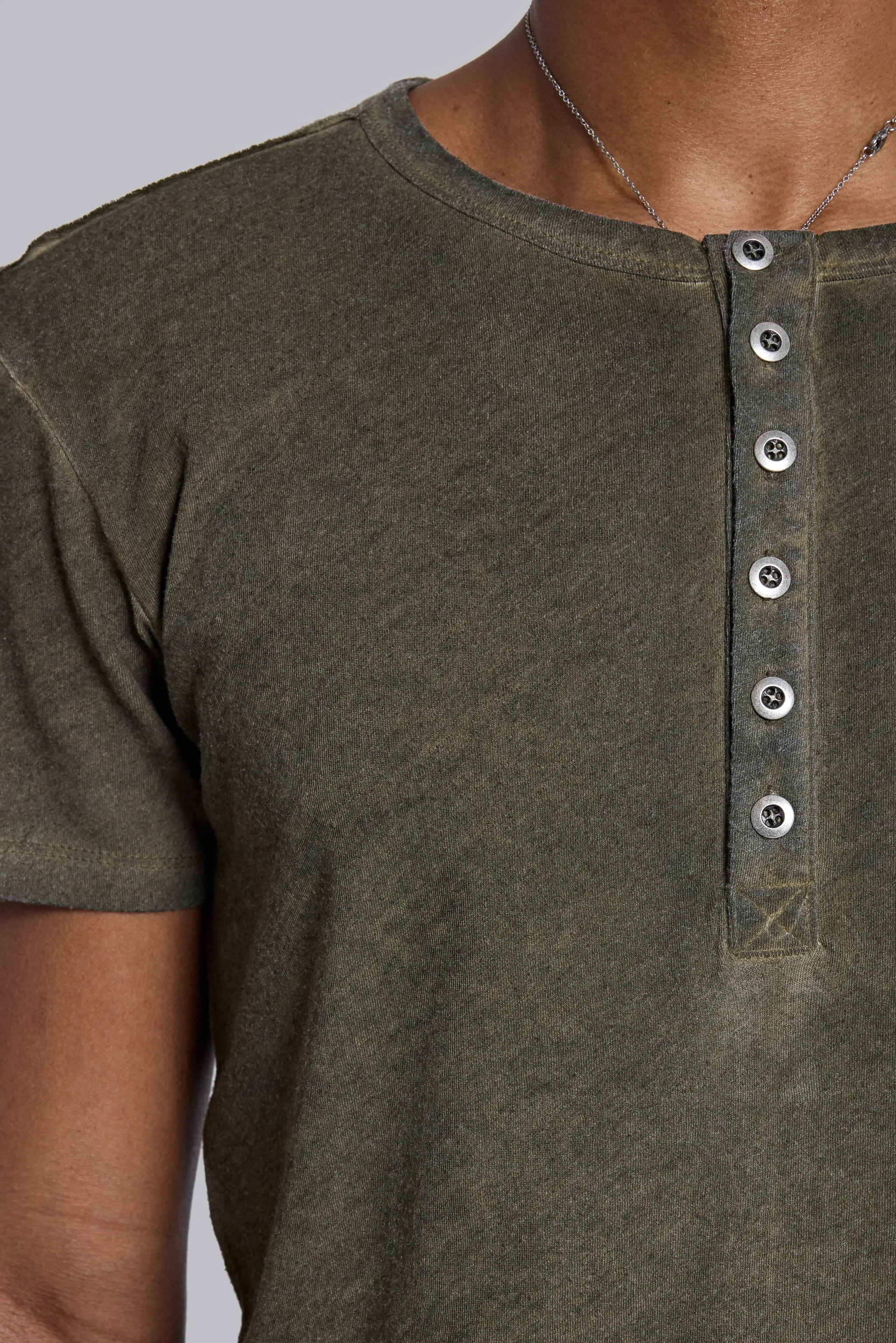 Khaki Haze Henley T-Shirt sold by Jaded London product image thumbnail 5