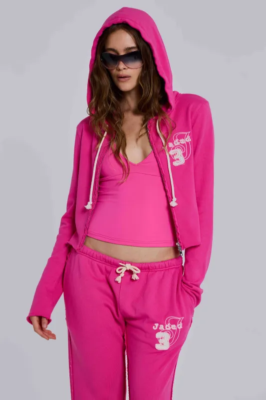 Cleo Zip Through Hoodie in Pink made by Jaded London