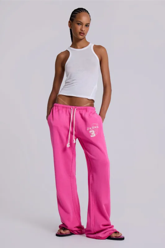Cleo Slouchy Bootcut Jogger in Pink made by Jaded London