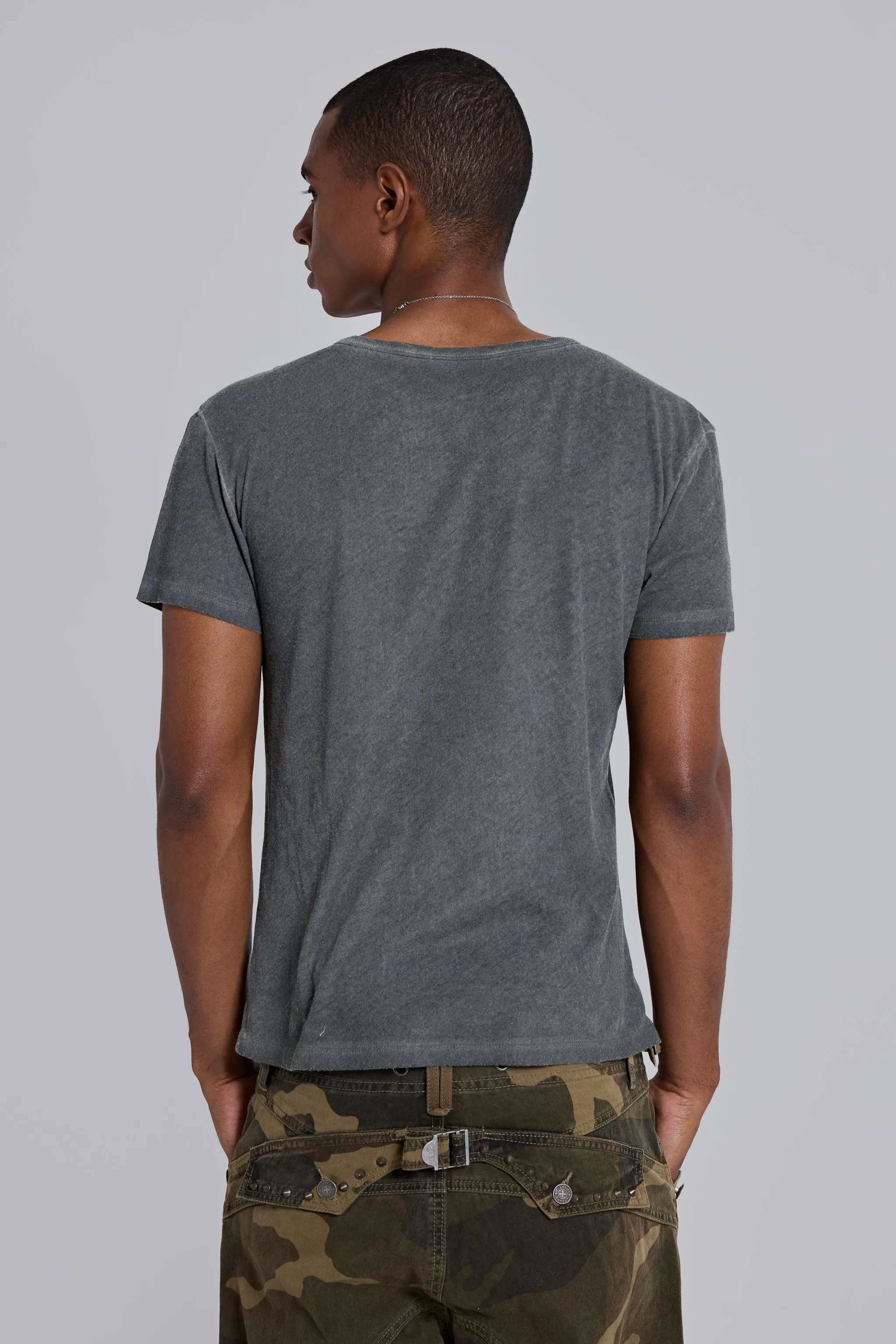 Washed Black Haze Henley T-Shirt sold by Jaded London product image thumbnail 5