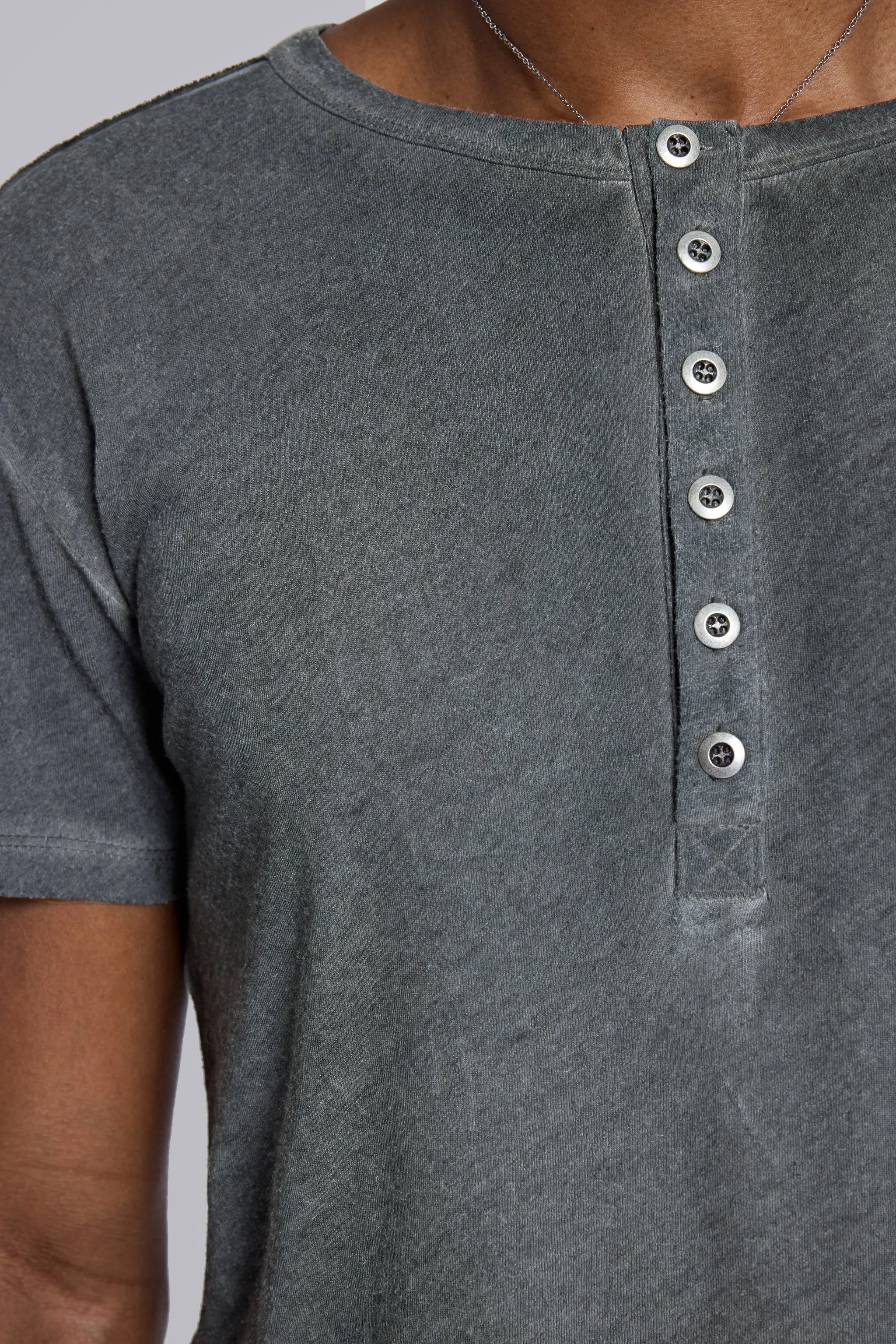 Washed Black Haze Henley T-Shirt sold by Jaded London product image thumbnail 4