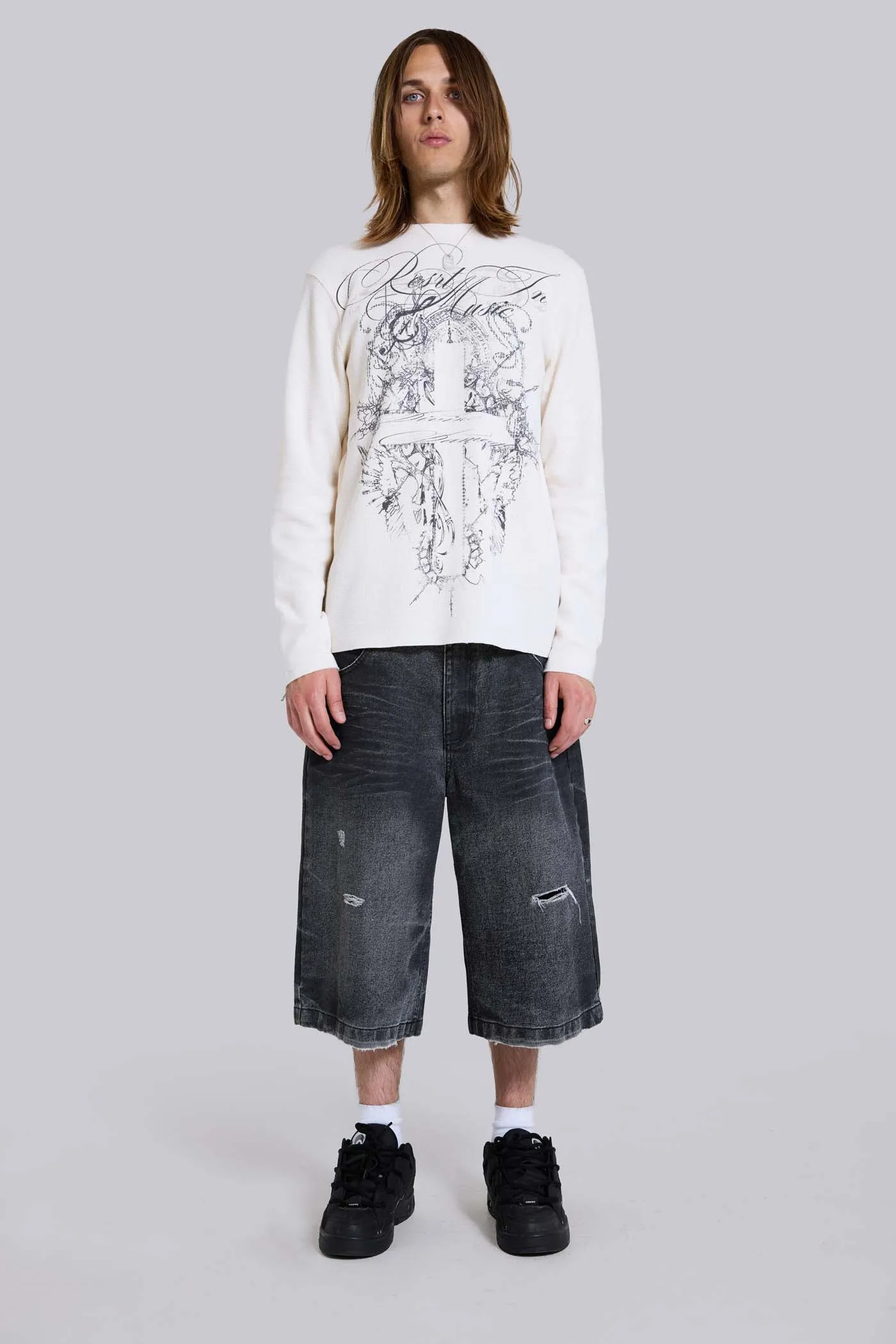 Rest In Music Waffle Long Sleeve Top sold by Jaded London product image thumbnail 2