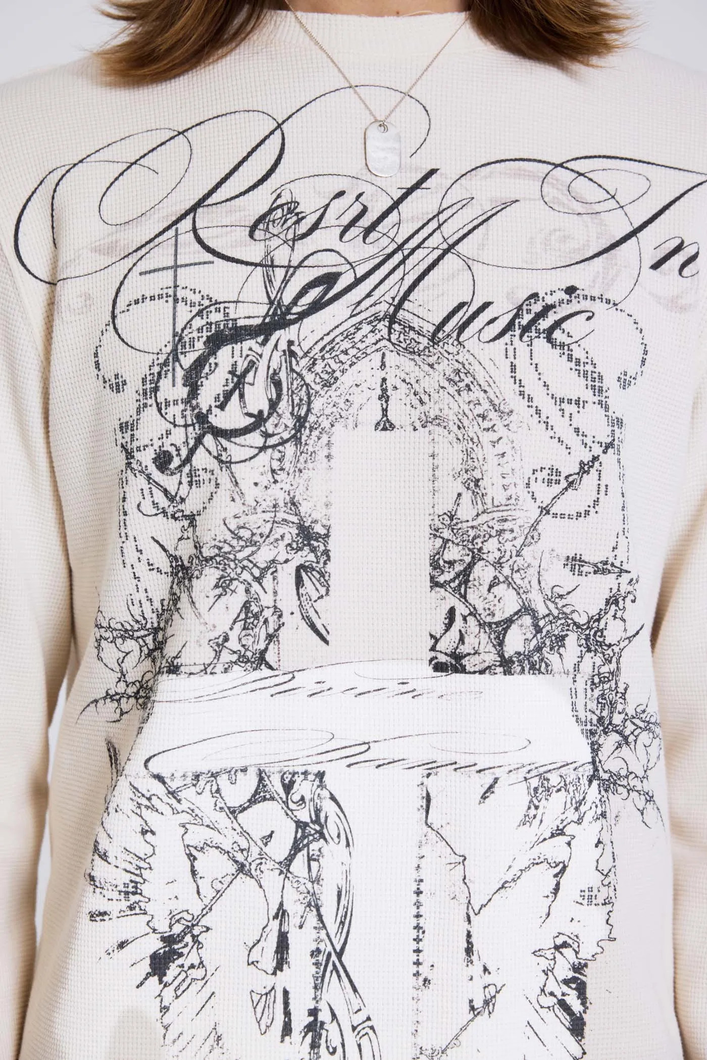 Rest In Music Waffle Long Sleeve Top sold by Jaded London product image thumbnail 3